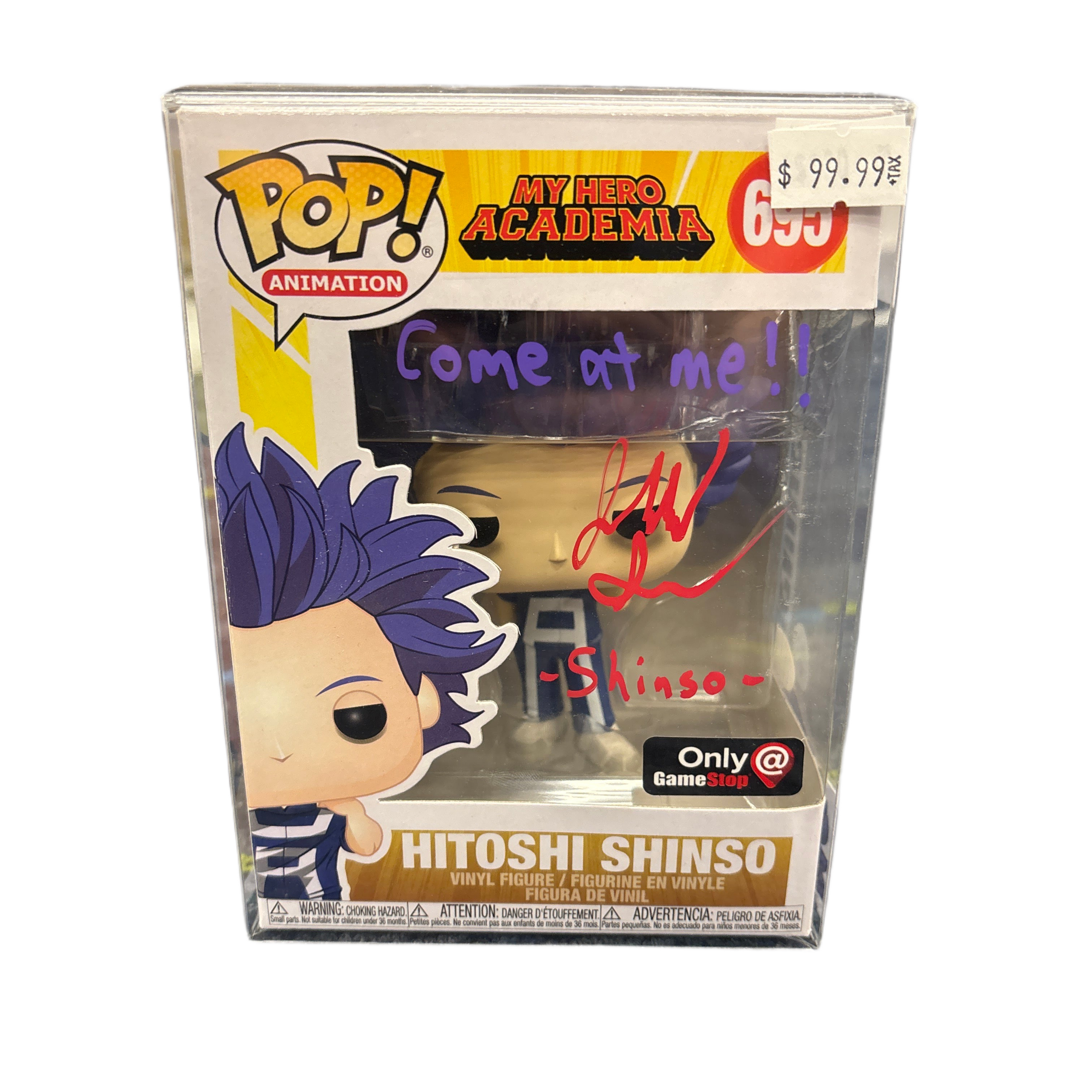 SIGNED Funko Pop! Animation My Hero Hitoshi Shinso GameStop Exclusive #695