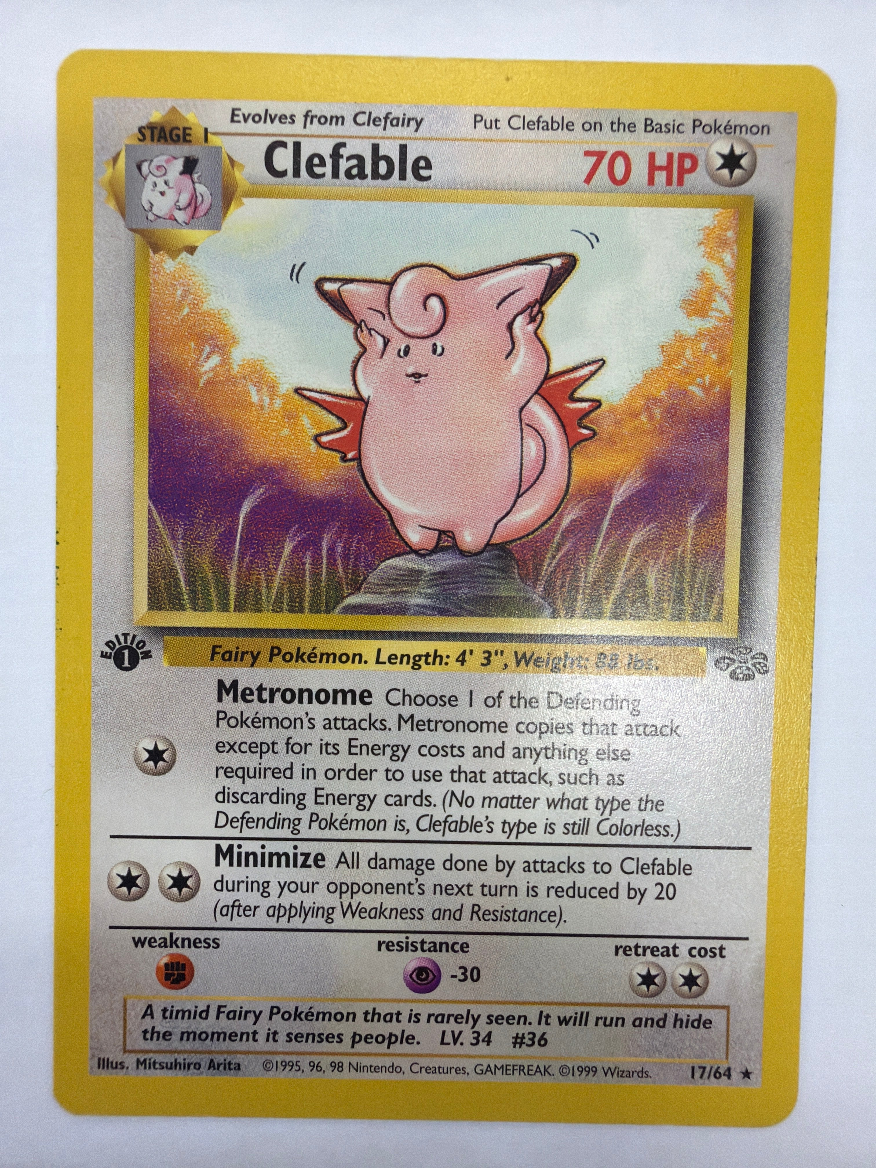 Pokémon TCG - Jungle 1st Edition Clefable 17/64 Non-Holo MP
