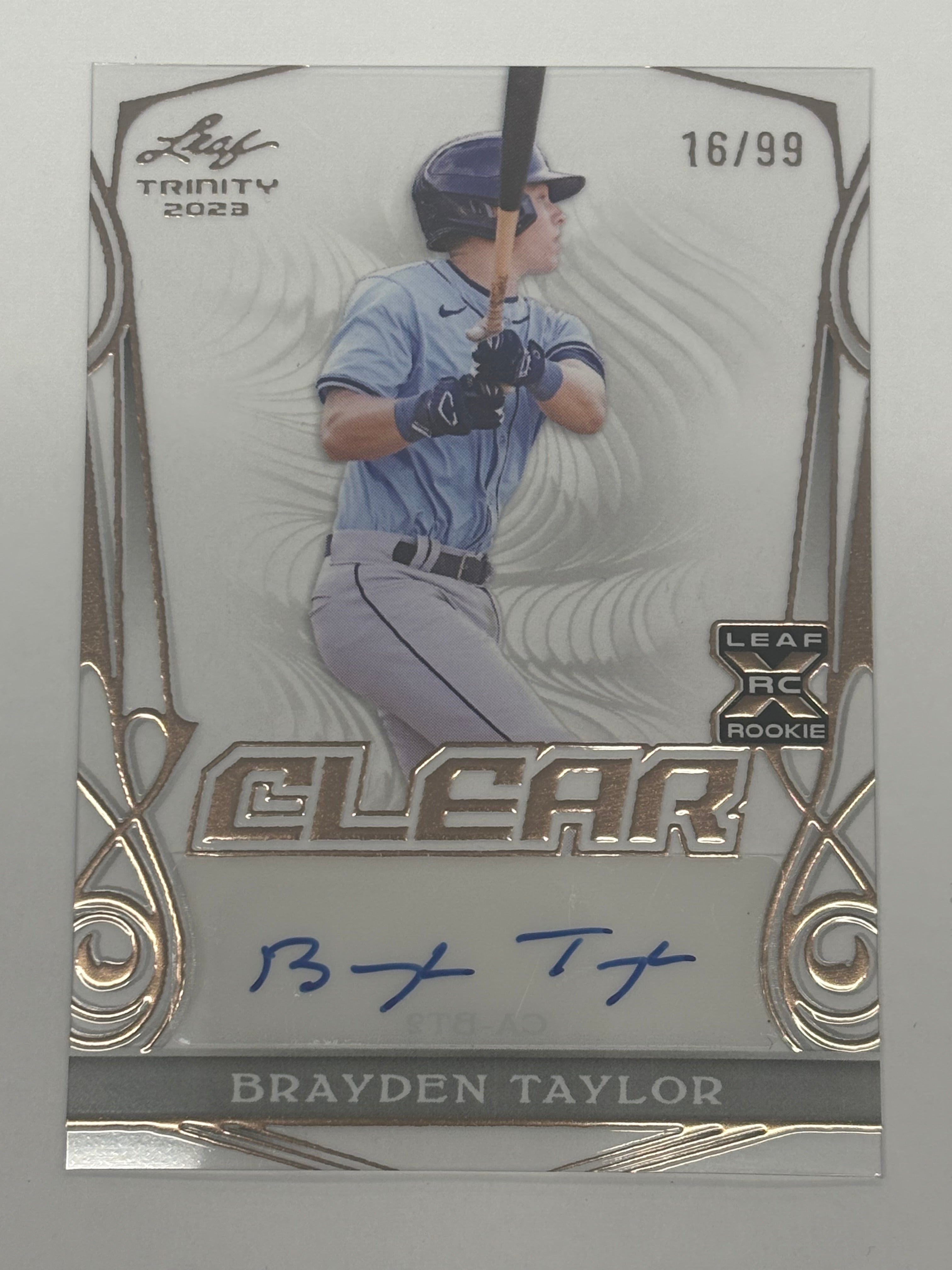 2023 Leaf Trinity Clear Autographs Brayden Taylor #CA-BT2 Bronze Numbered 16/99