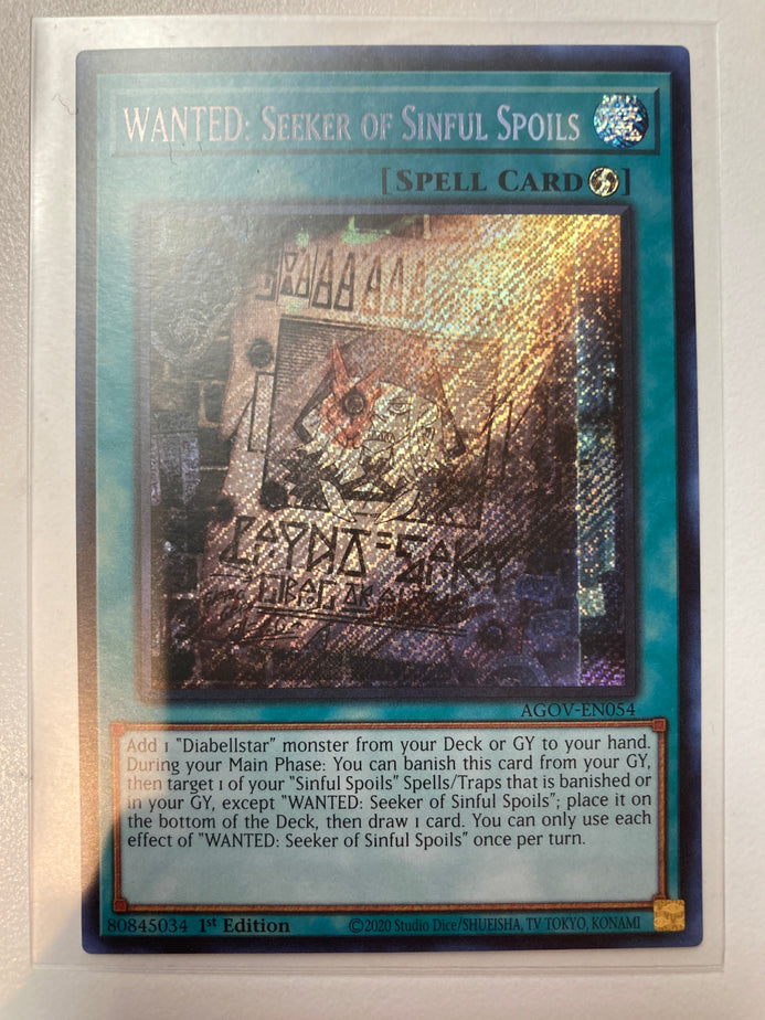 Yugioh TCG Wanted Seeker of the Sinful Spoils AGOV-EN054 First Edition –  True Believers Gaming and Collectibles