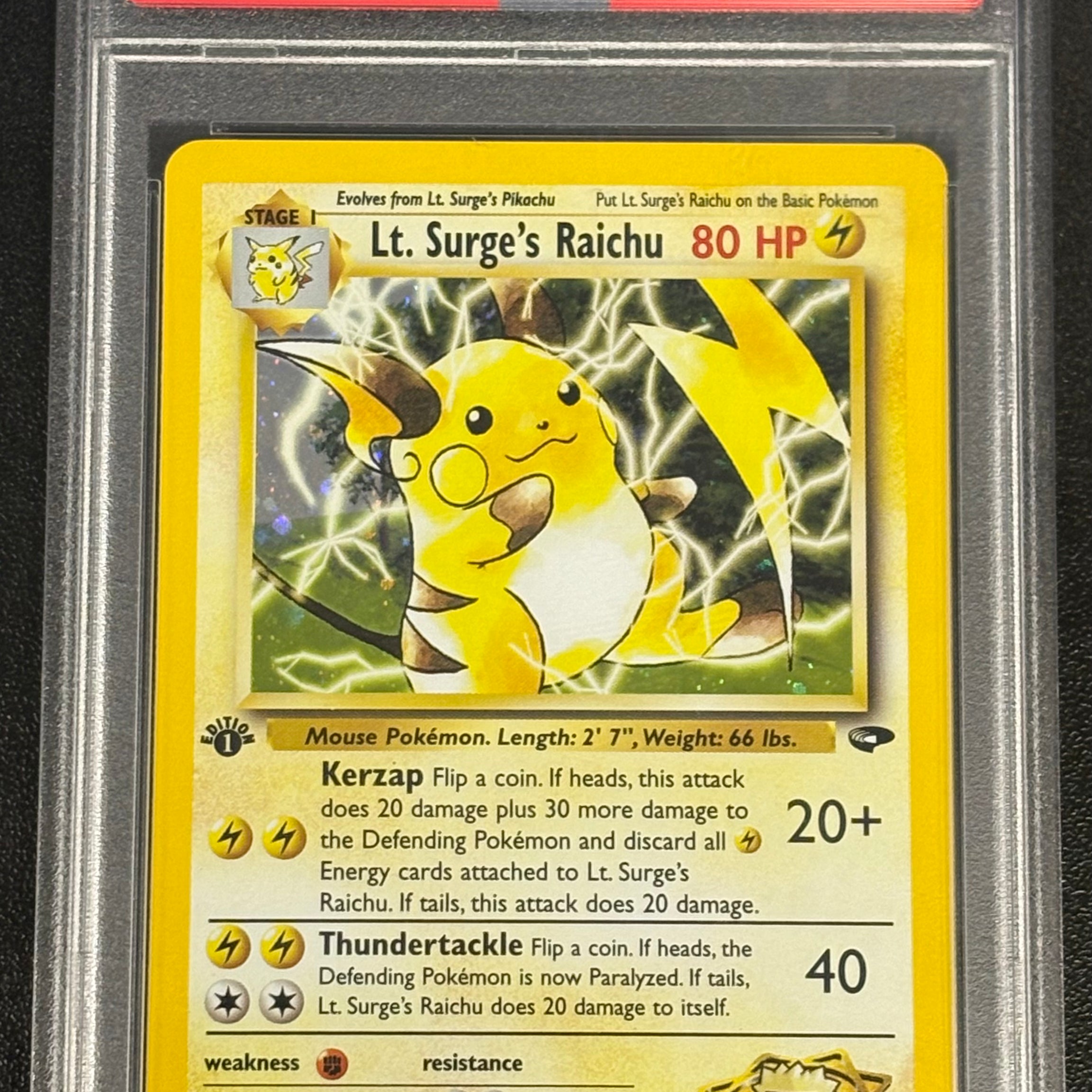 Pokémon TCG - PSA-MT 8 Gym Challenge 1st Edition Lt. Surge’s Raichu 11/132 Holo