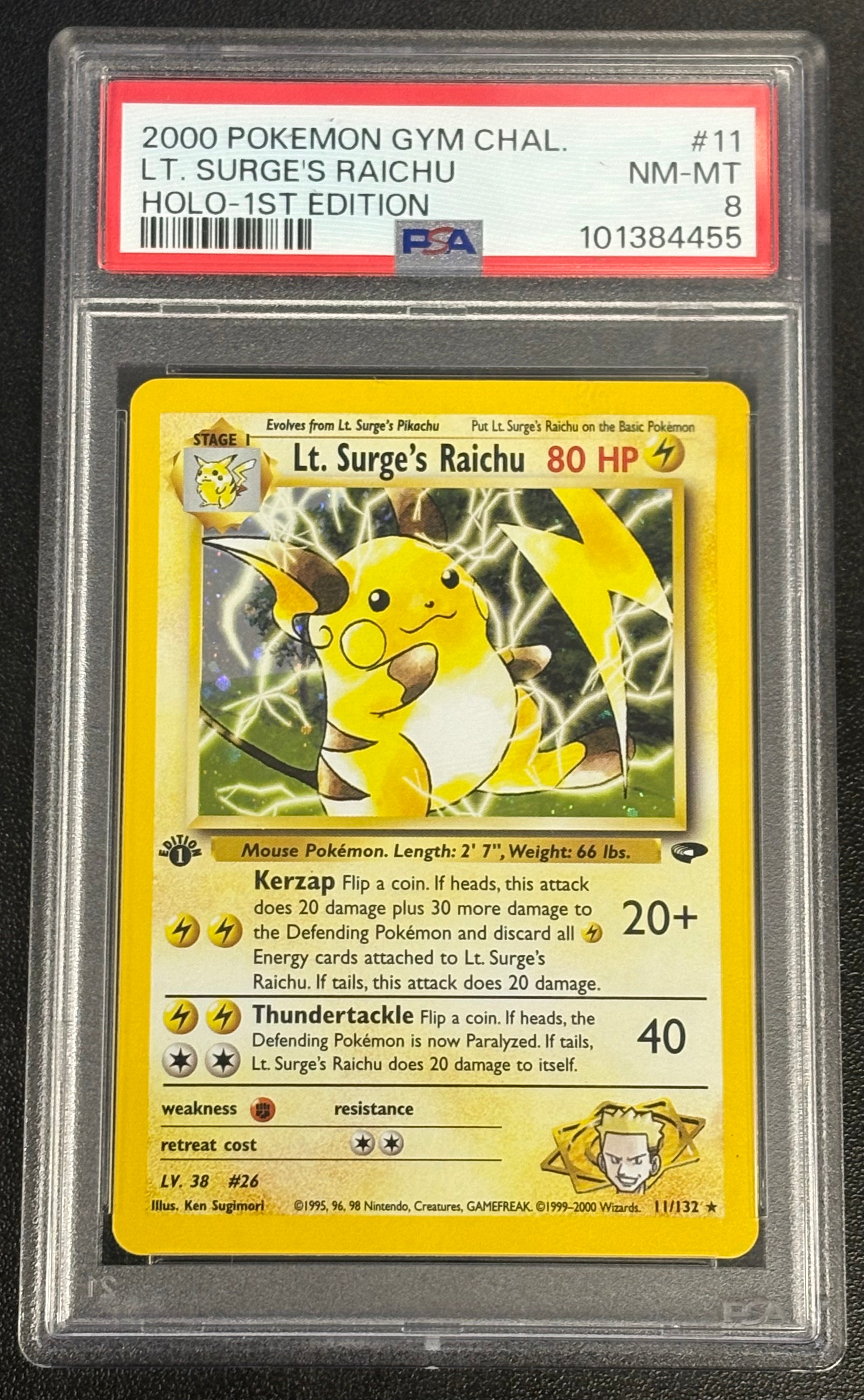 Pokémon TCG - PSA-MT 8 Gym Challenge 1st Edition Lt. Surge’s Raichu 11/132 Holo