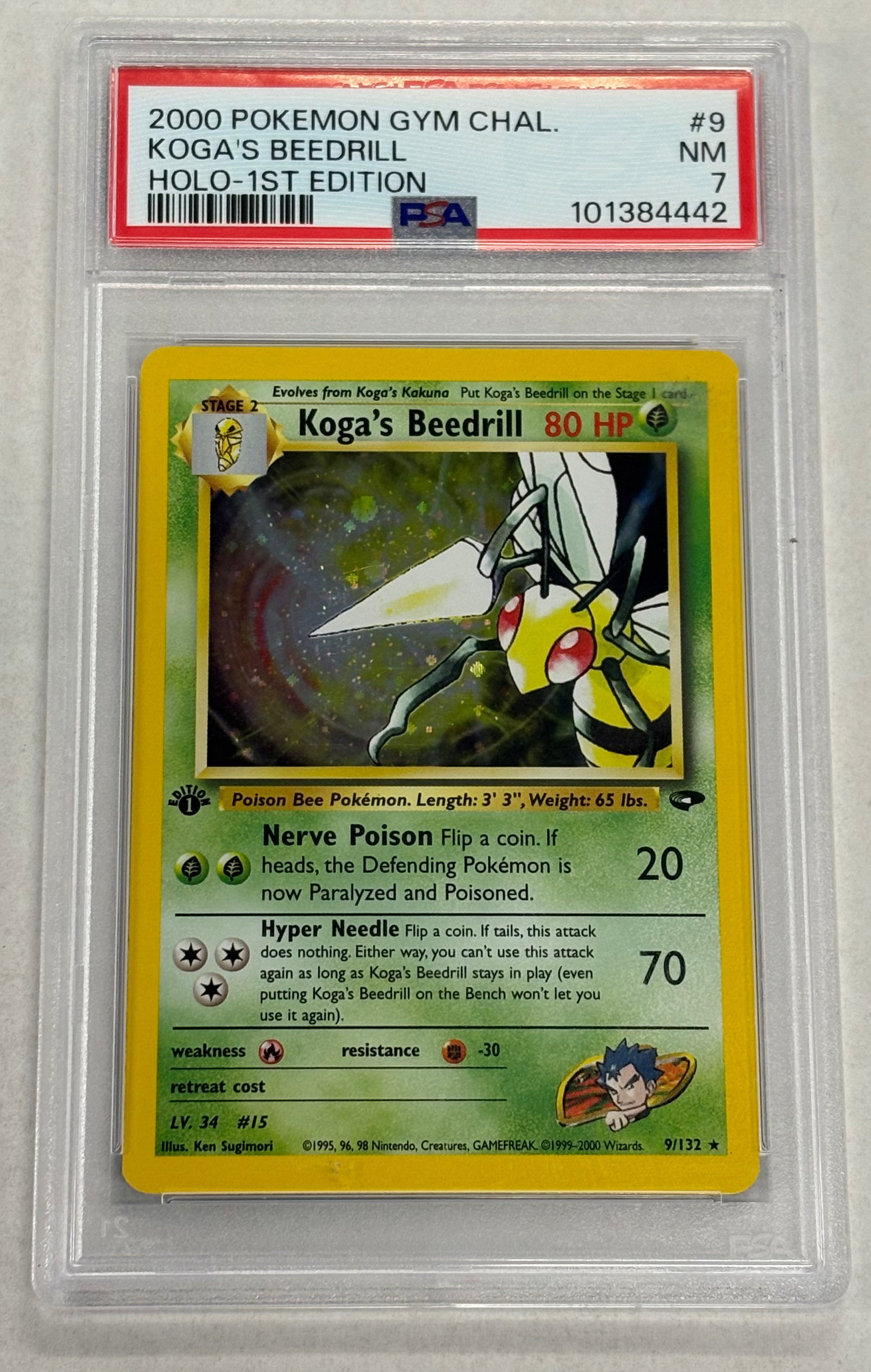 Pokémon TCG - PSA NM 7 Gym Challenge 1st Edition Koga’s Beedrill 9/132 Holo
