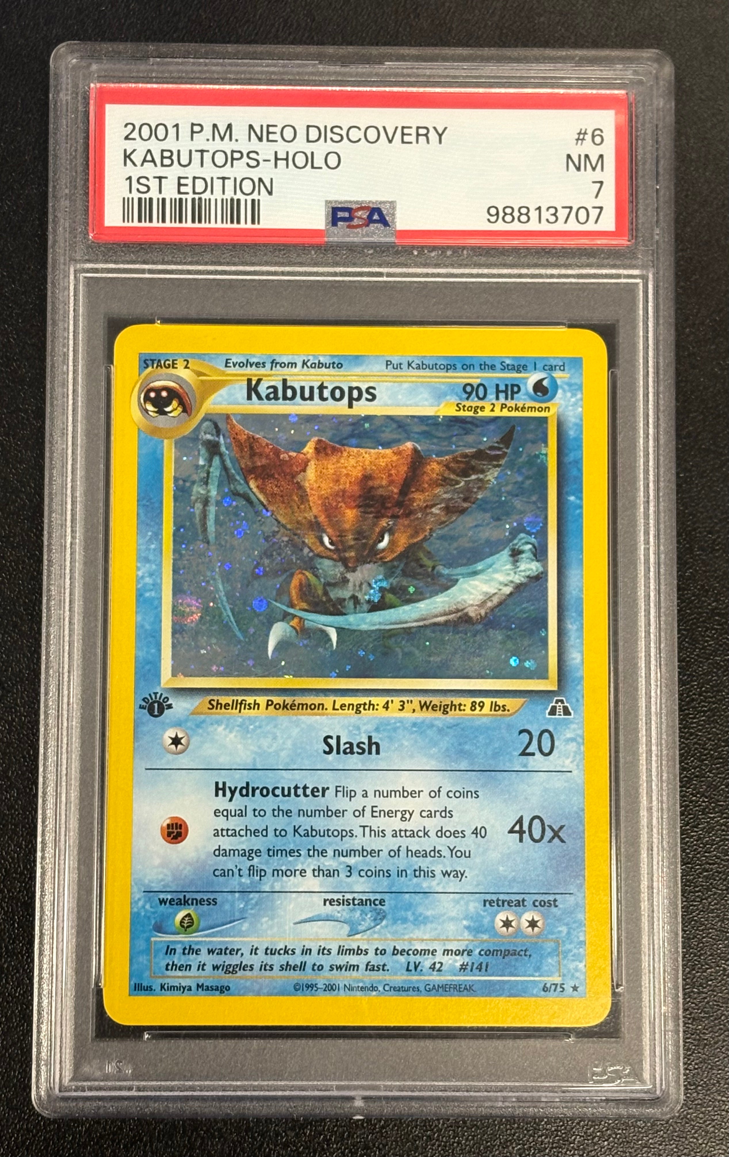 Pokémon TCG - PSA-MT 7 Neo Discovery 1st Edition Kabutops 11/132 Holo