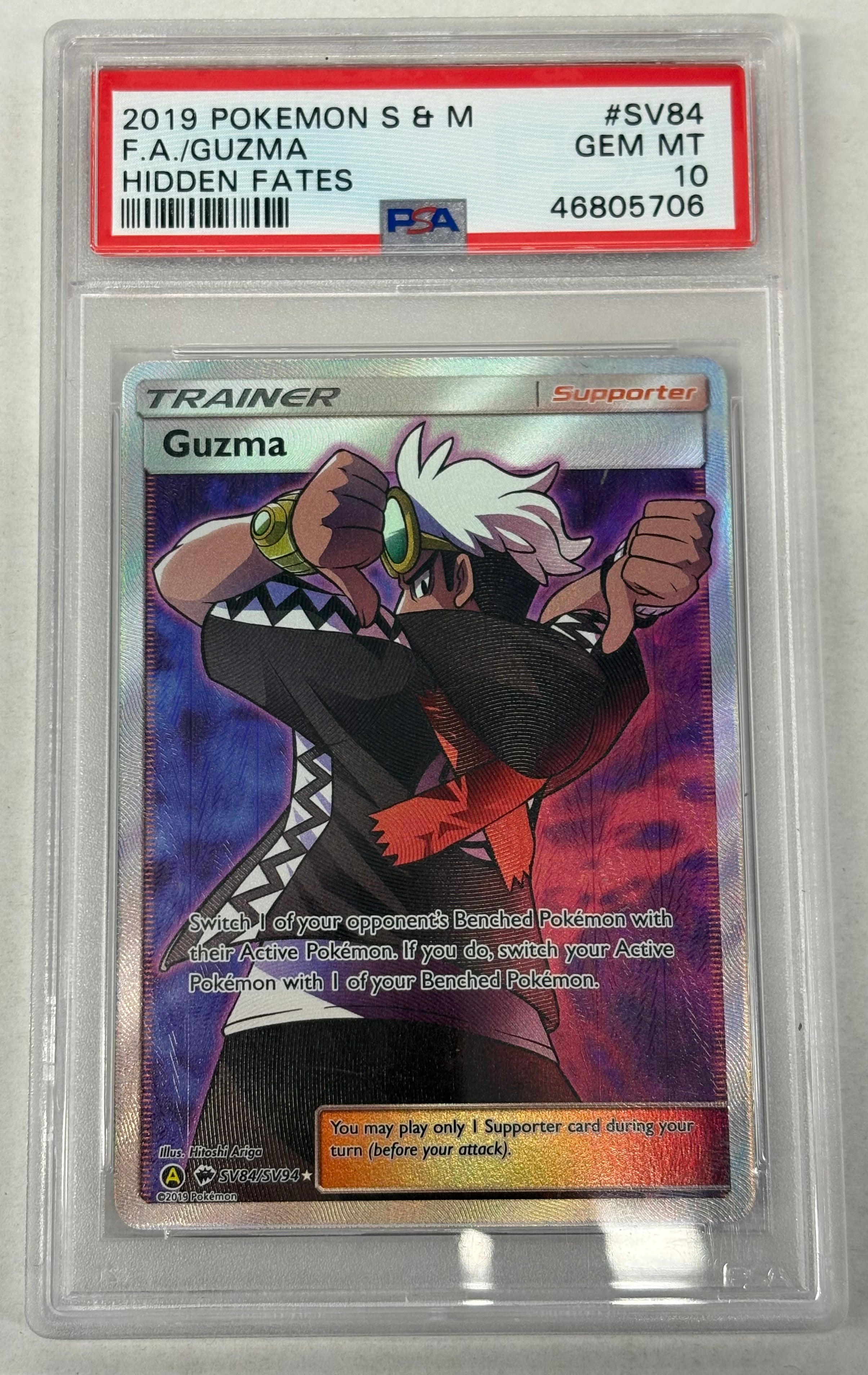 Pokémon TCG - PSA GEM-MT 10 Hidden Fates Guzma SV84/SV94 Full Art