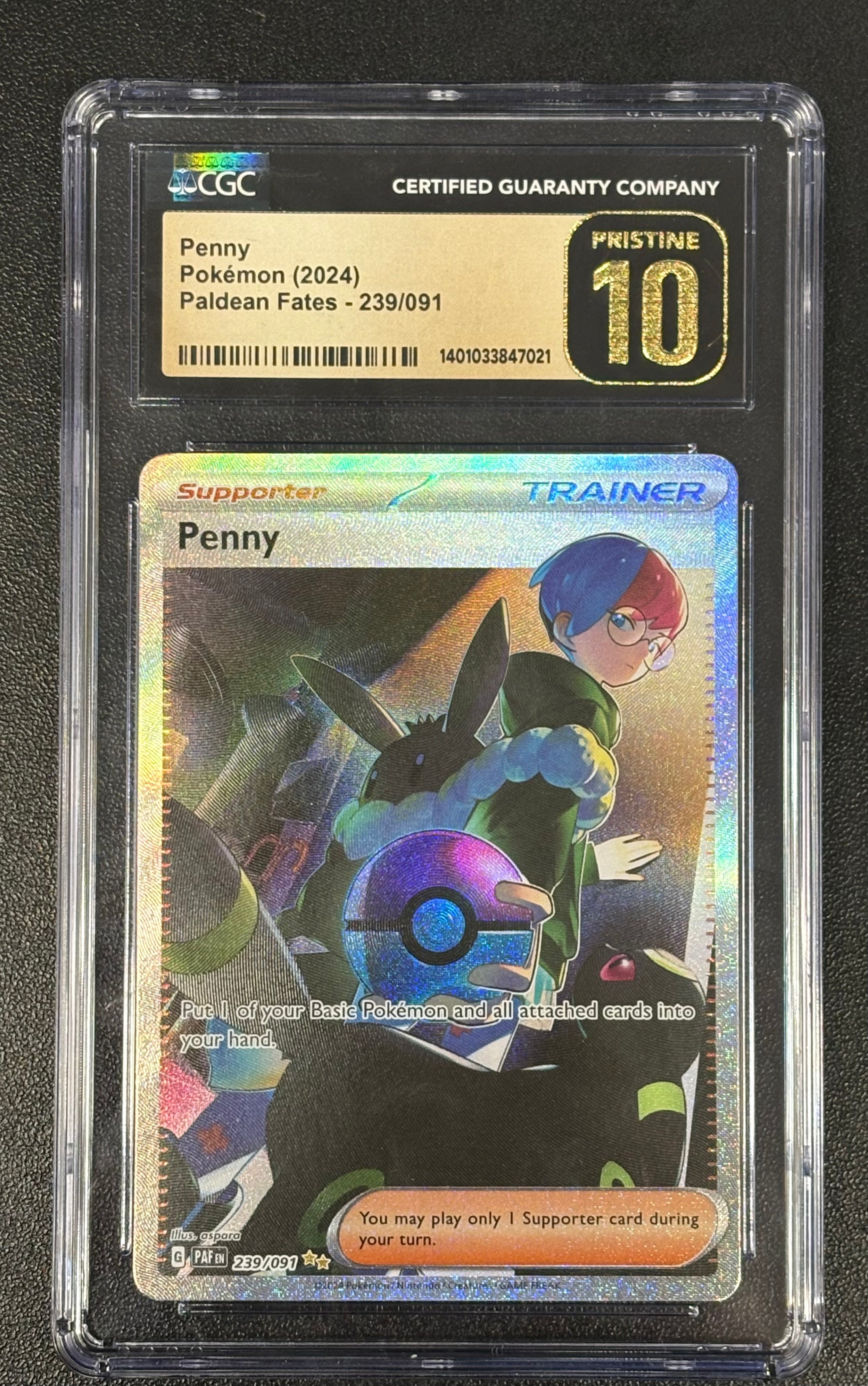 Pokémon TCG - CGC Pristine 10 Paldean Fates Penny 239/091 Special Illustration Rare