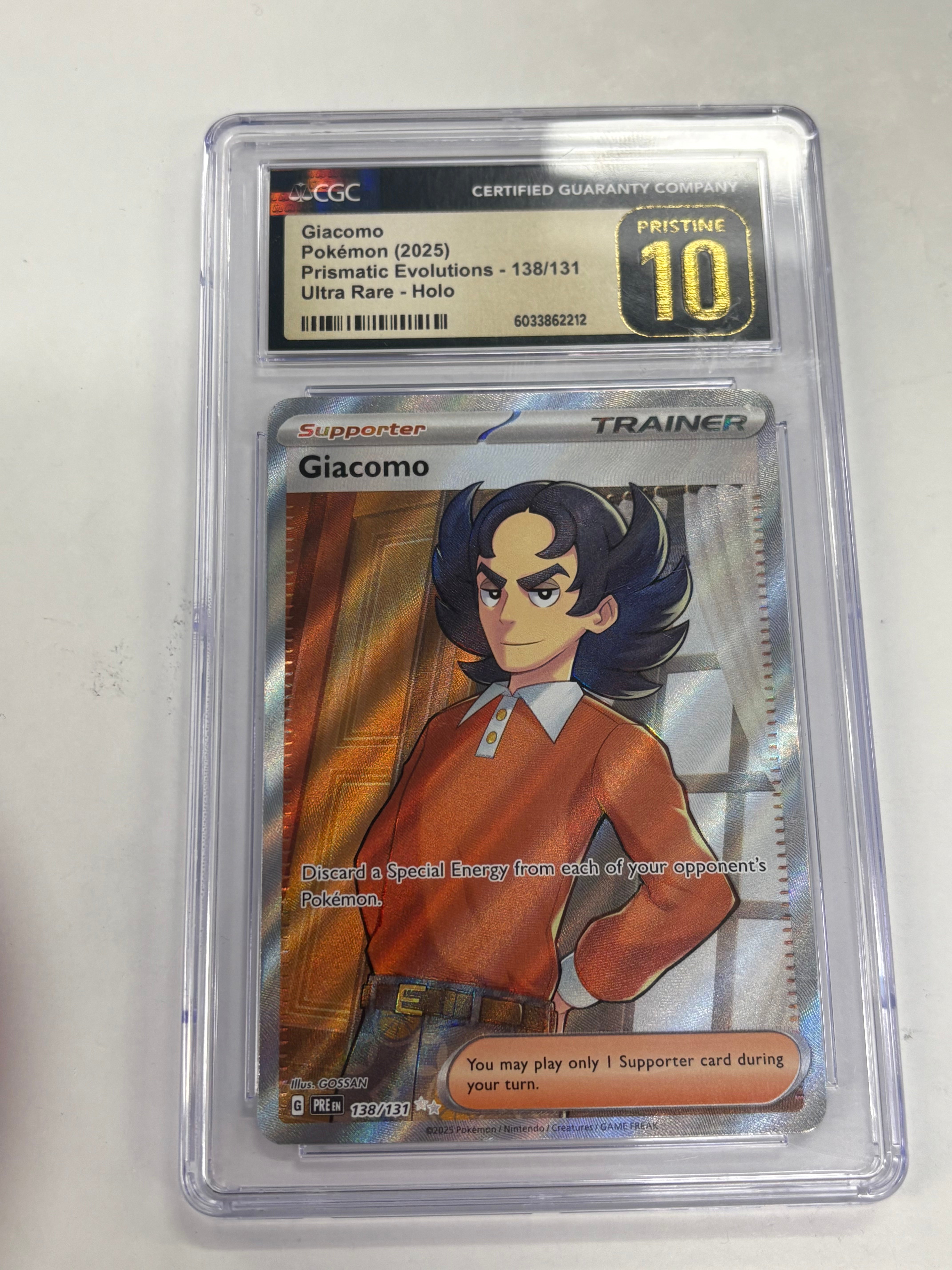 Pokémon TCG - CGC Pristine 10 Prismatic Evolutions Giacomo 138/131 Ultra Rare