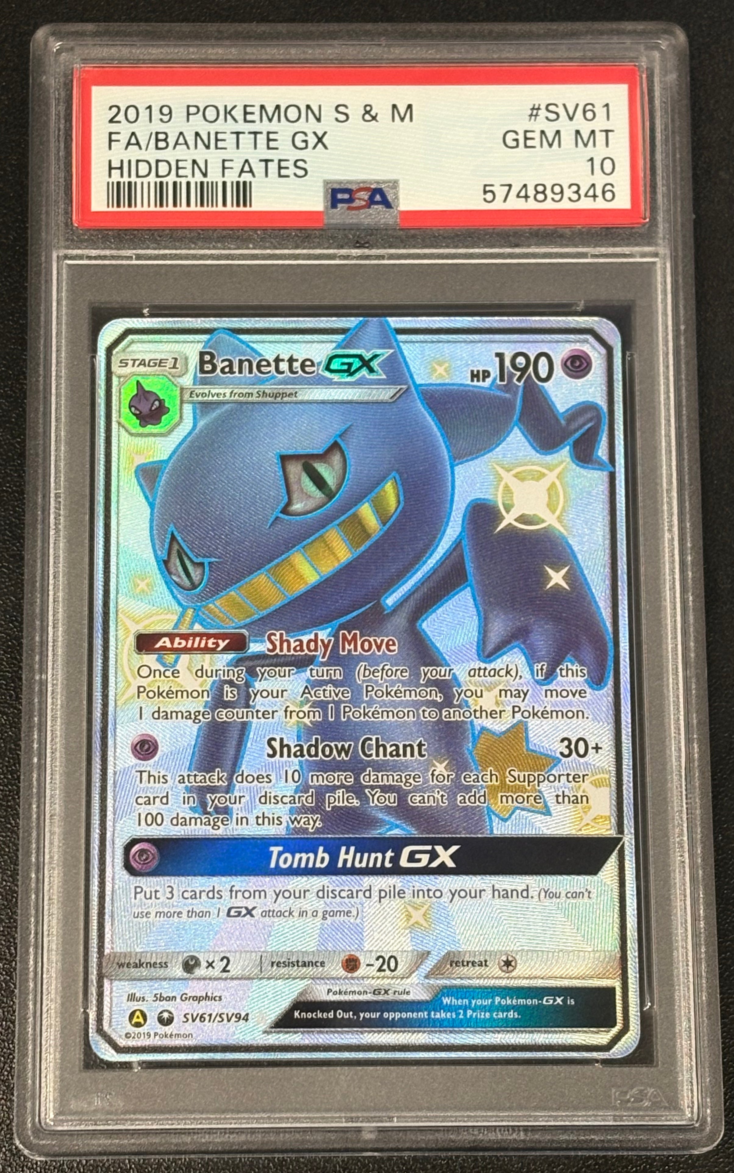 Pokémon TCG - PSA GEM-MT 10 Hidden Fates Banette GX SV61/SV94 Holo