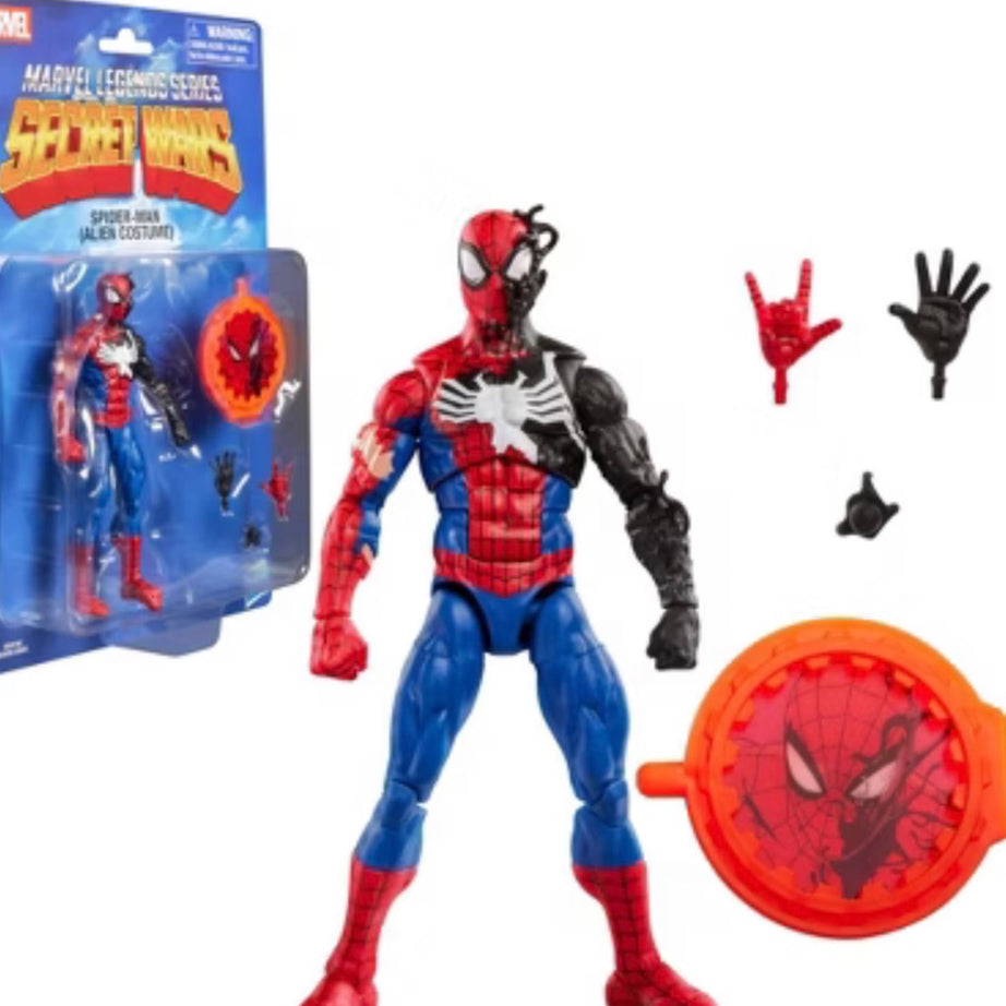 Hasbro Marvel Legends Retro Card Series Secret Wars Spider-Man (Alien Costume) Action Figure