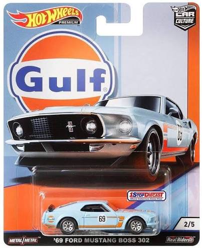 Mattel Hot Wheels Premium Gulf '69 Ford Mustang Boss 302 Die Cast Car