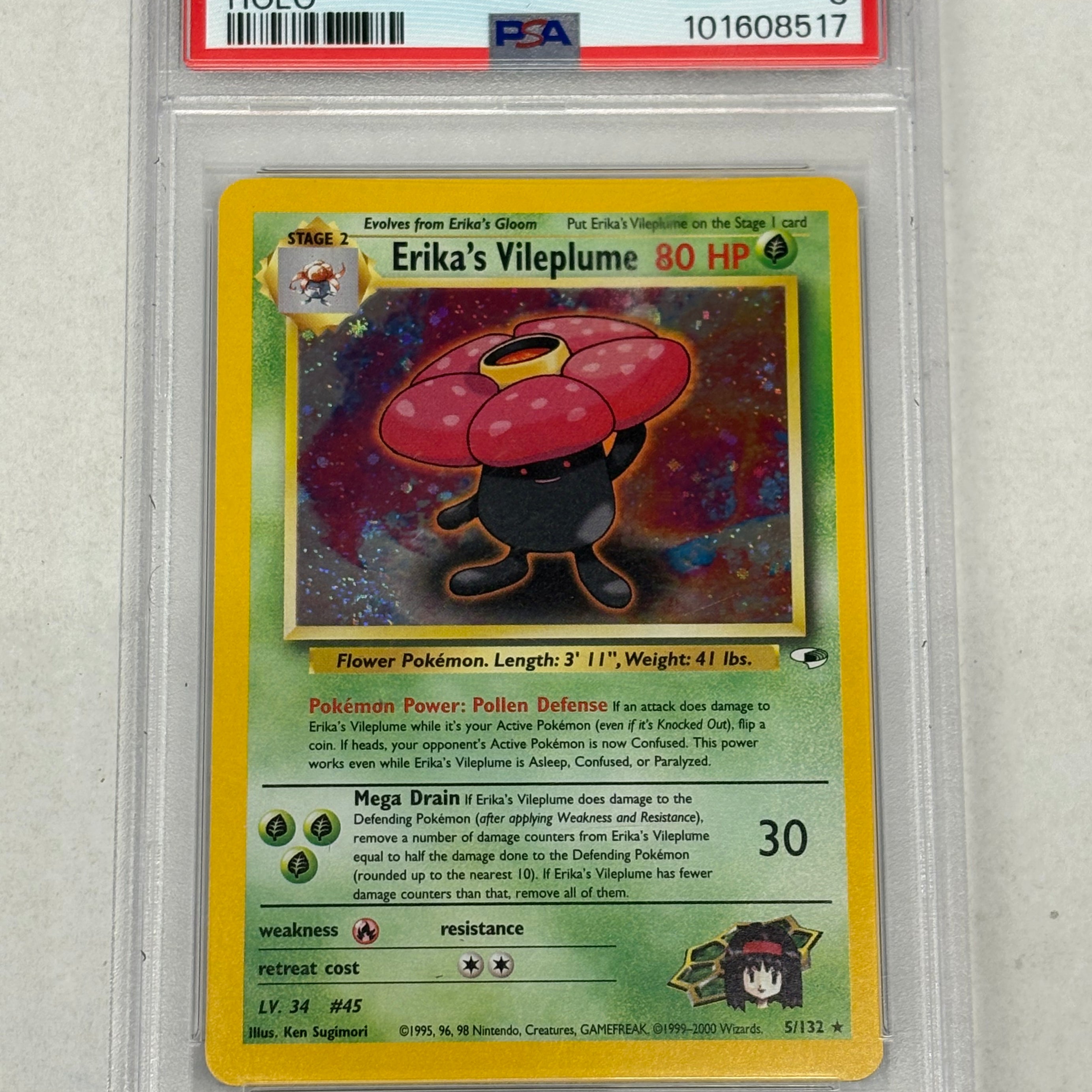 Pokémon TCG - PSA NM 8 Gym Heroes 1st Edition Erika’s Vileplume 5/132 Holo