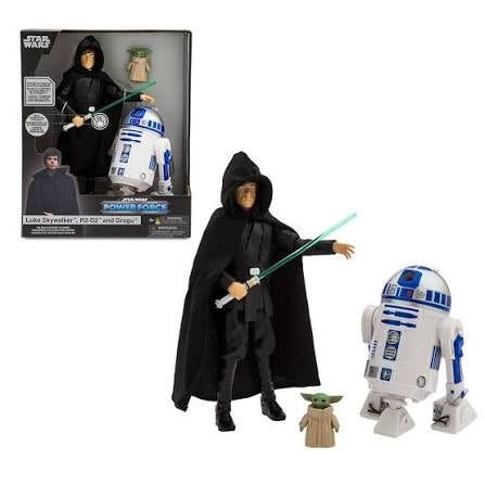 Disney Store Star Wars Power Force Luke Skywalker, R2-D2 and Grogu Action Figure Set