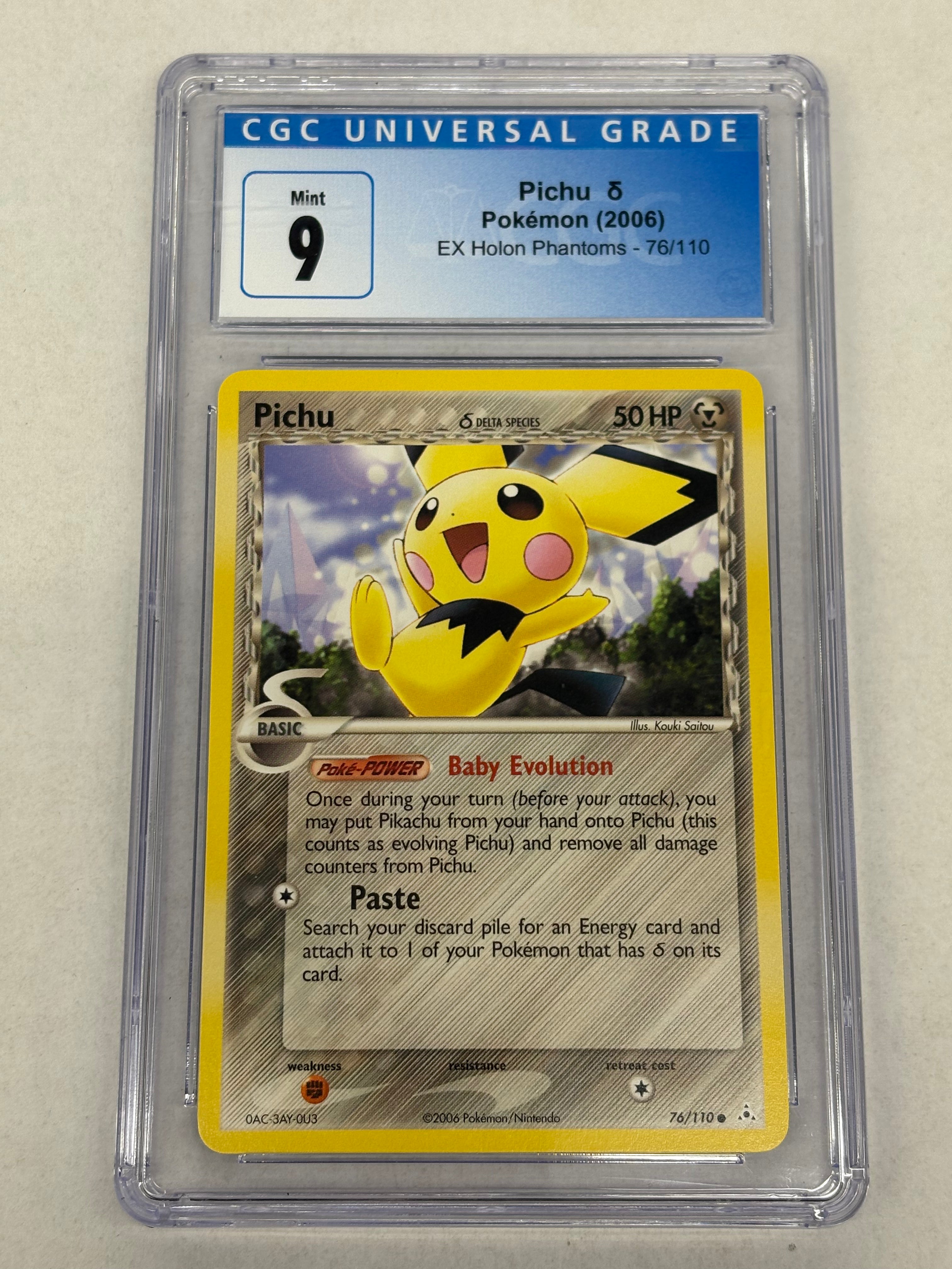 Pokémon TCG - CGC MINT 9 EX Holon Phantoms Pichu (Delta Species) 76/110