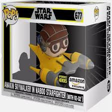Funko Pop! Star Wars Anakin Skywalker in Naboo Starfighter (With R2-D2) HyperSpace Heroes Sticker Amazon Exclusive #677