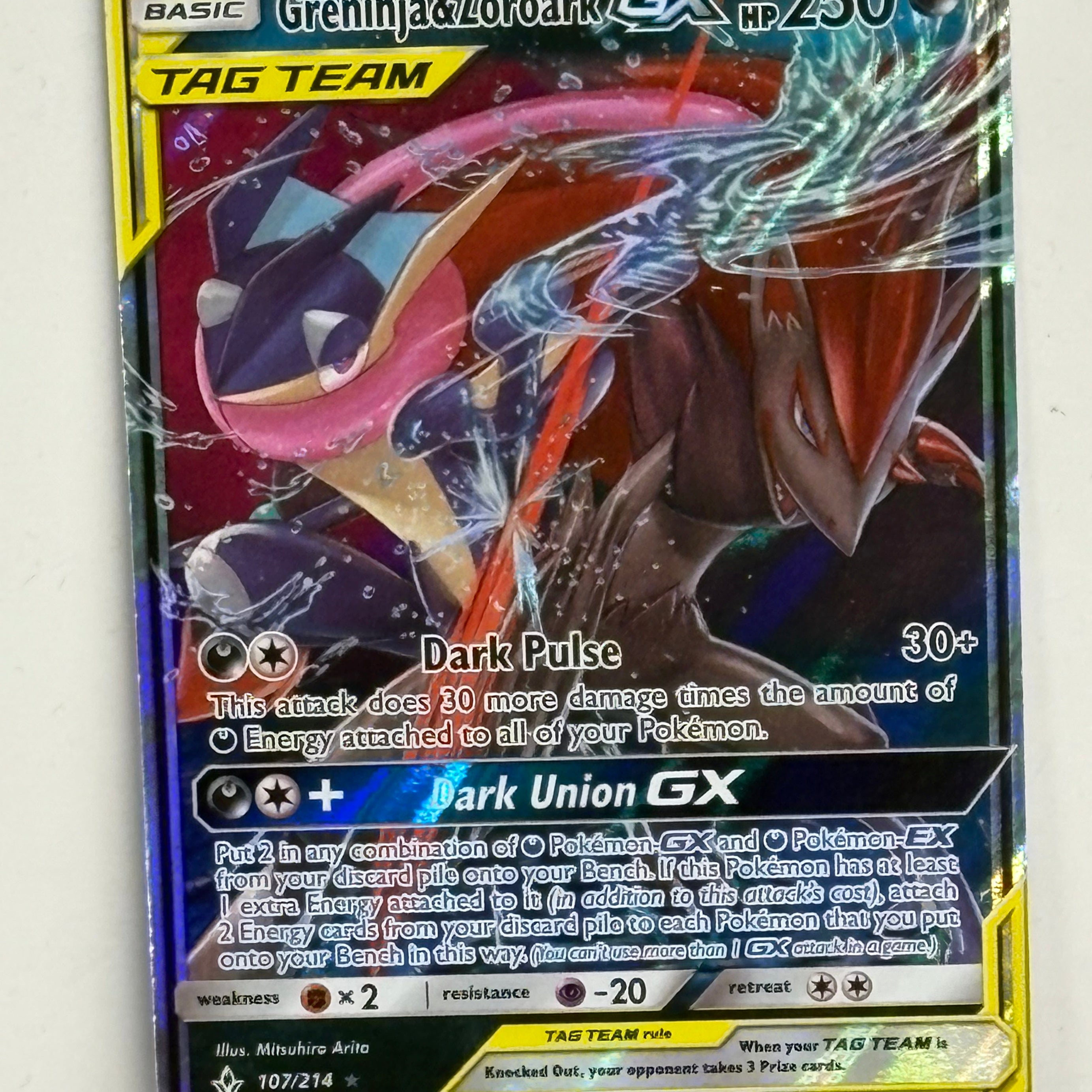 Pokémon TCG - Unbroken Bonds Greninja & Zoroark GX 107/214 NM