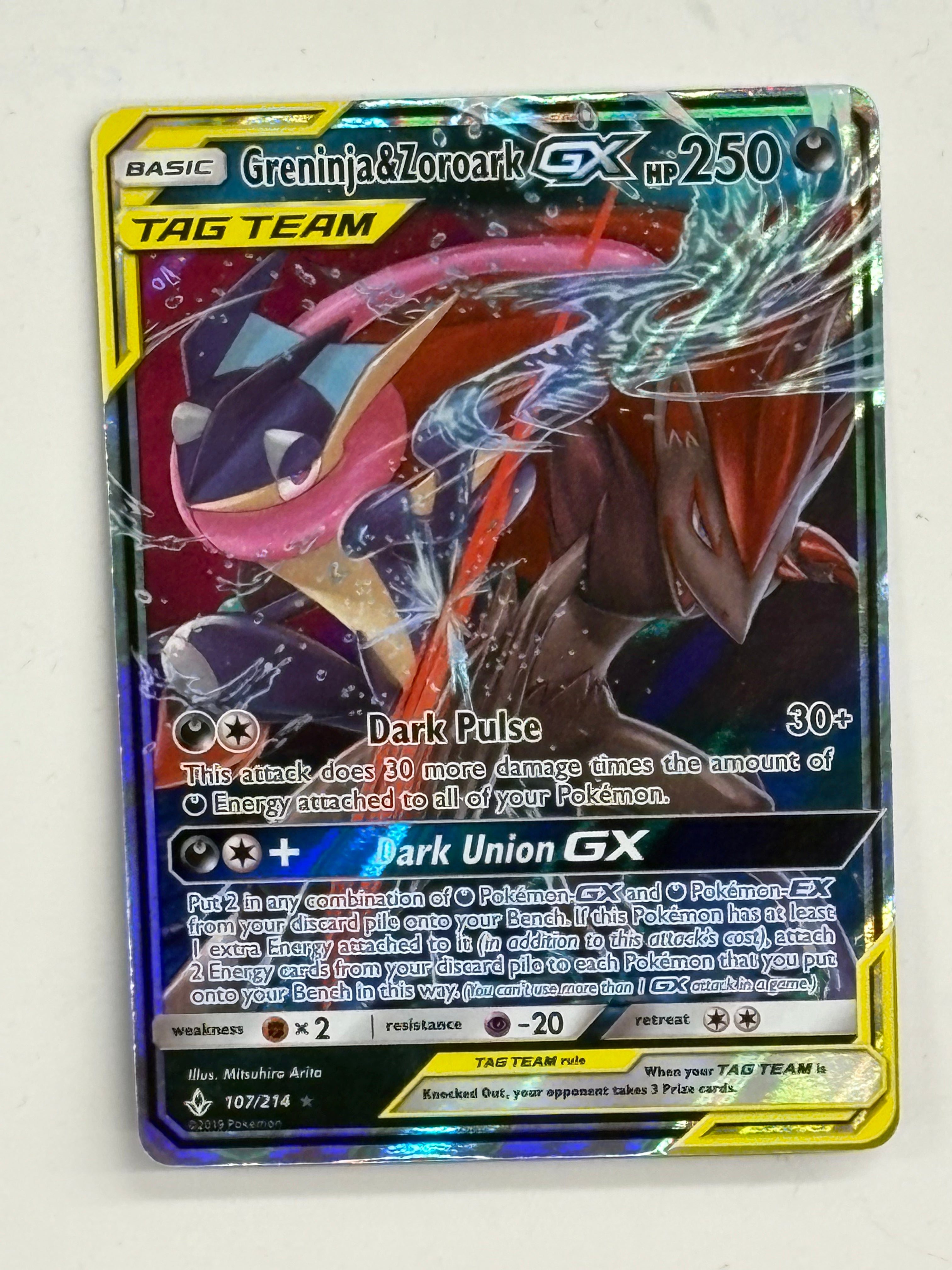 Pokémon TCG - Unbroken Bonds Greninja & Zoroark GX 107/214 NM