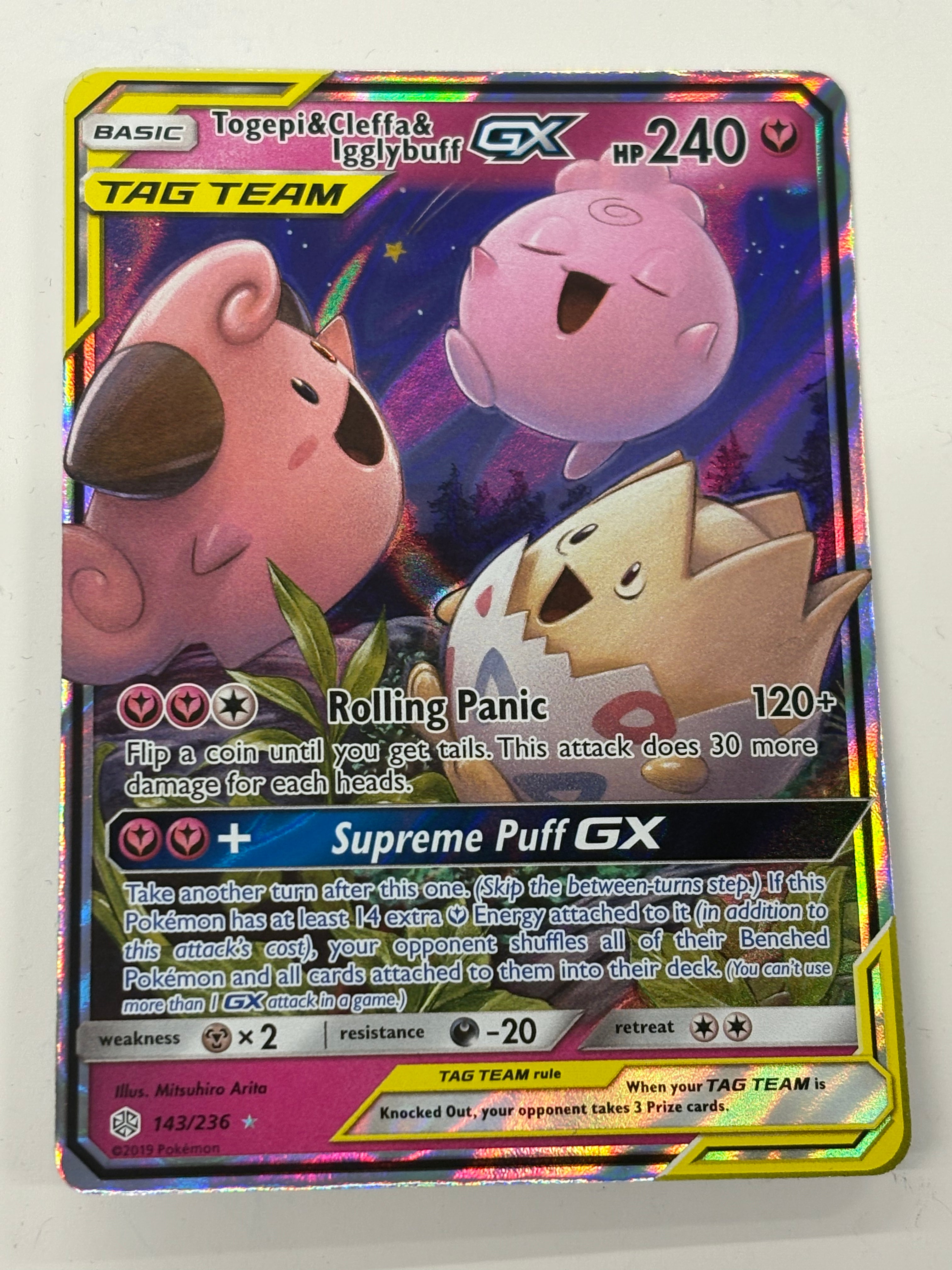 Pokémon TCG - Cosmic Eclipse Togepi & Cleffa &  Igglybuff GX 143/236 NM
