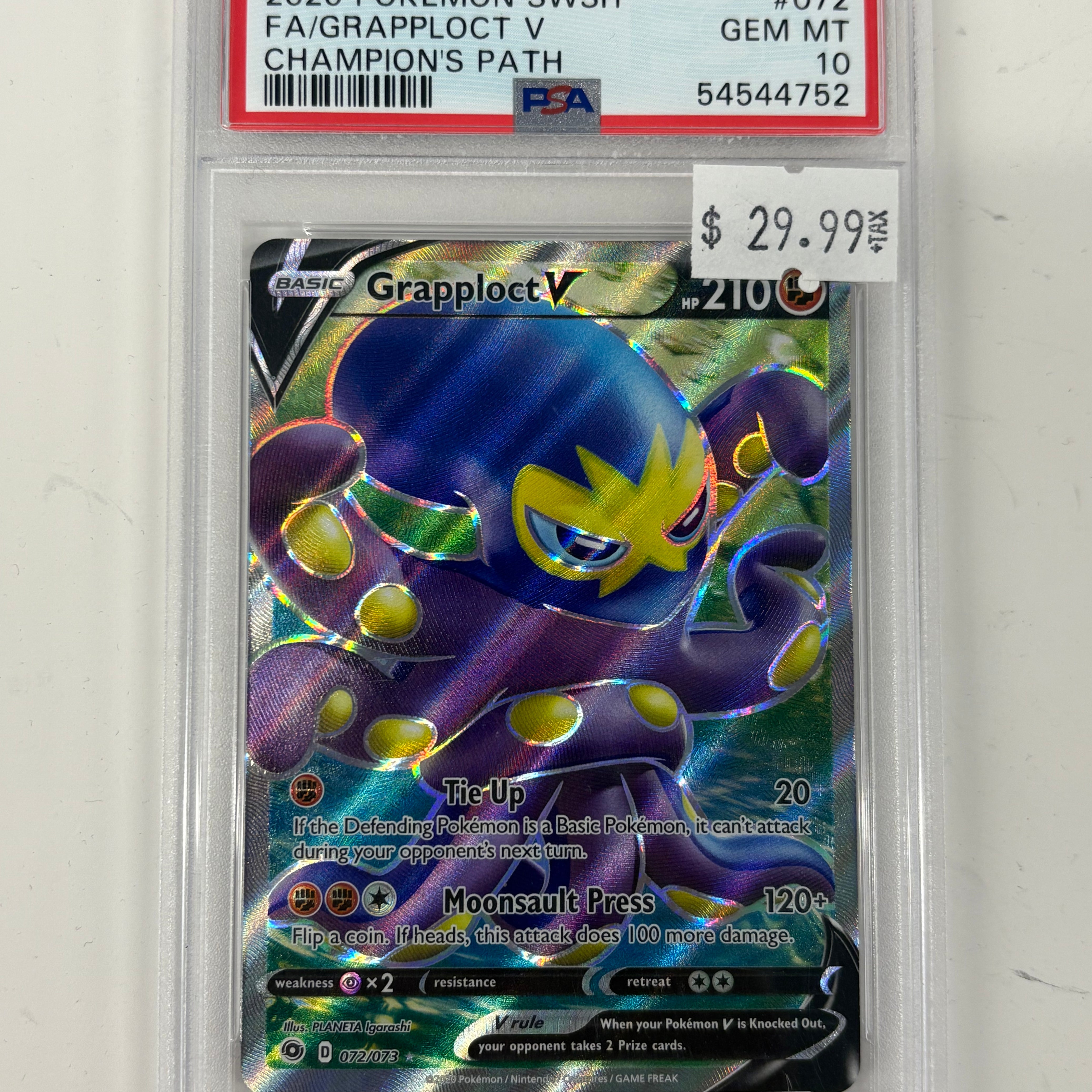 Pokémon TCG - PSA GEM MT 10 Champions Path Grapploct V 072/073 Full Art