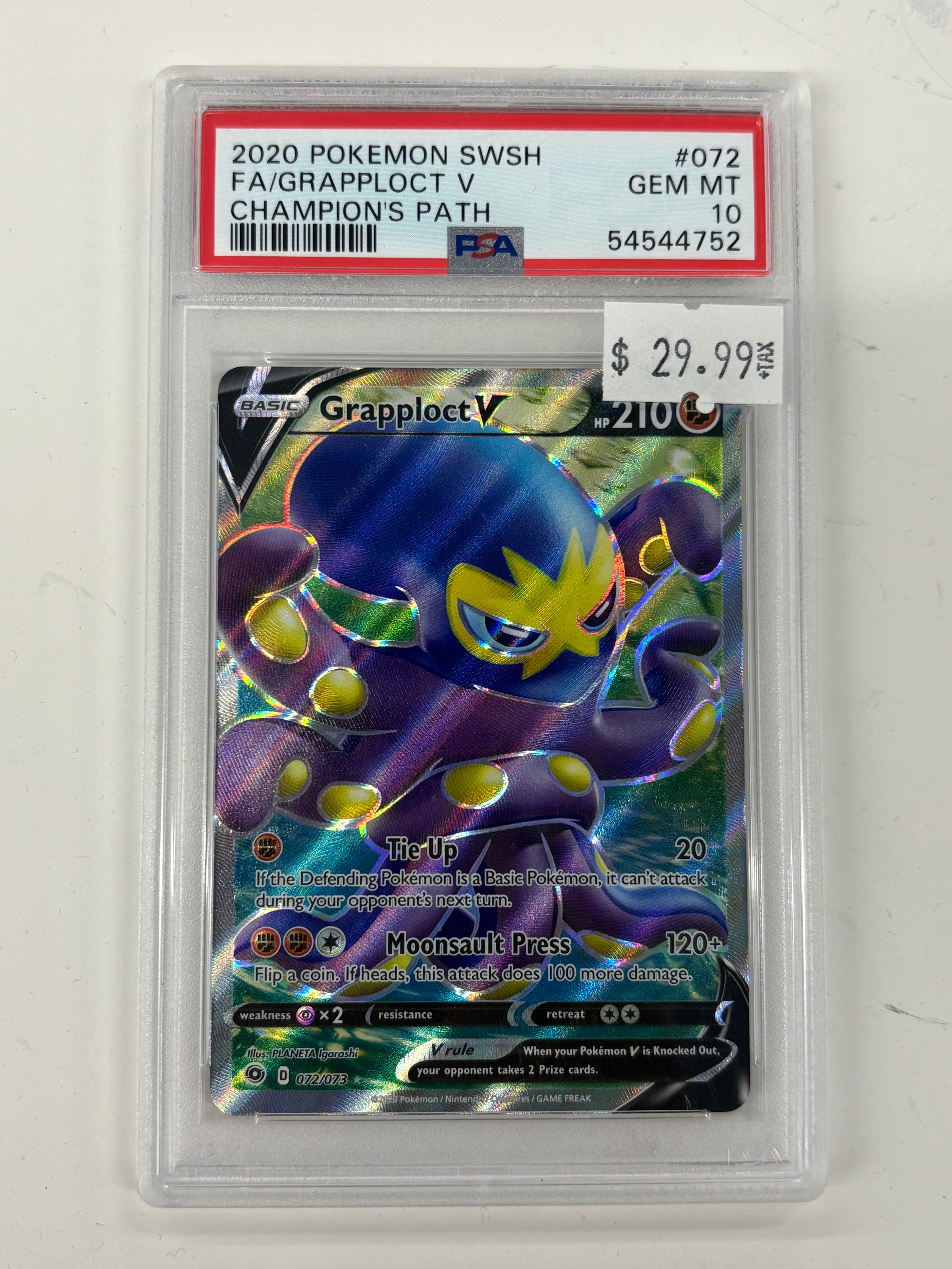 Pokémon TCG - PSA GEM MT 10 Champions Path Grapploct V 072/073 Full Art