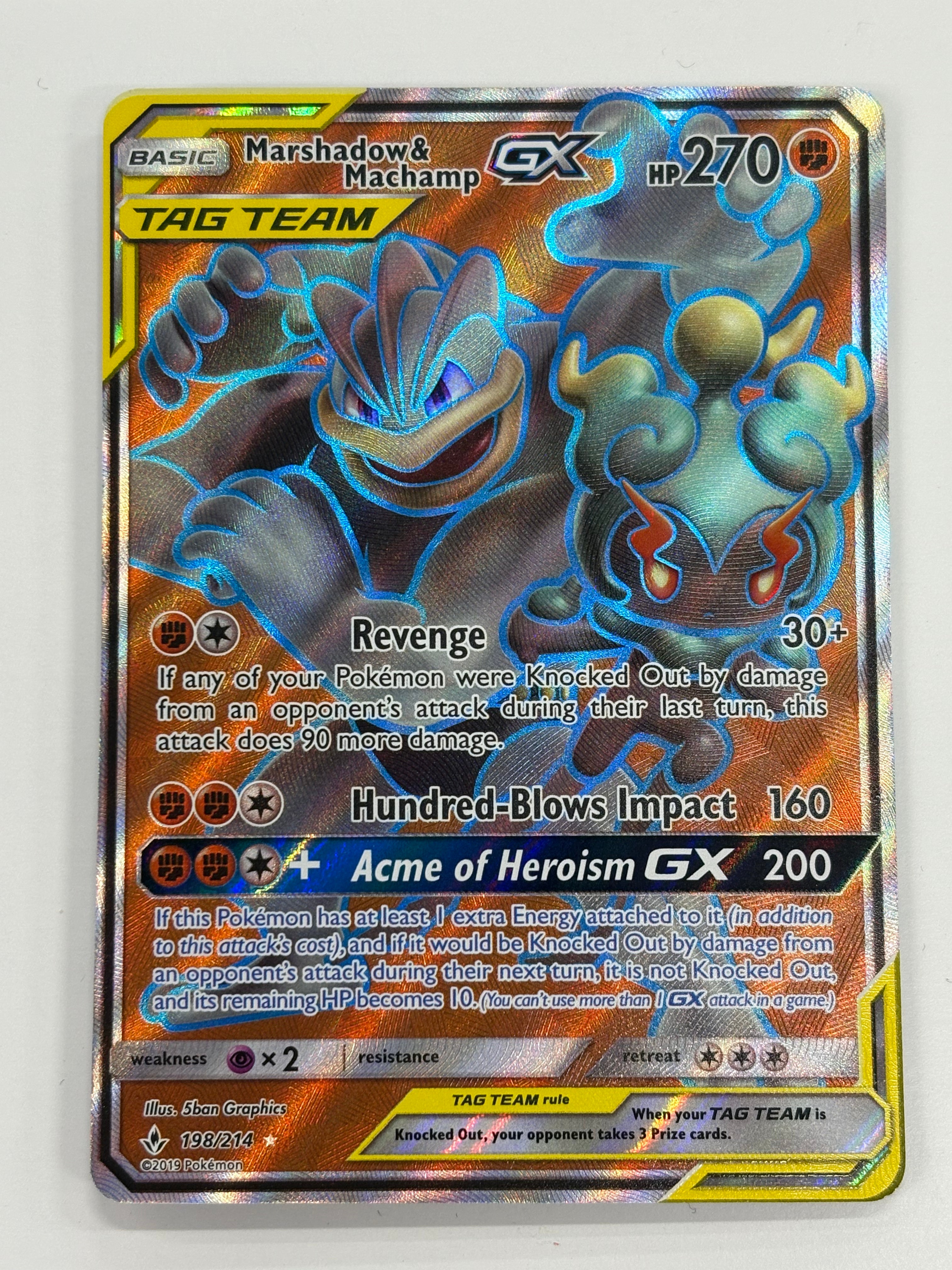 Pokémon TCG - Unbroken Bonds Marshadow & Machamp GX Tag Team 198/214 NM