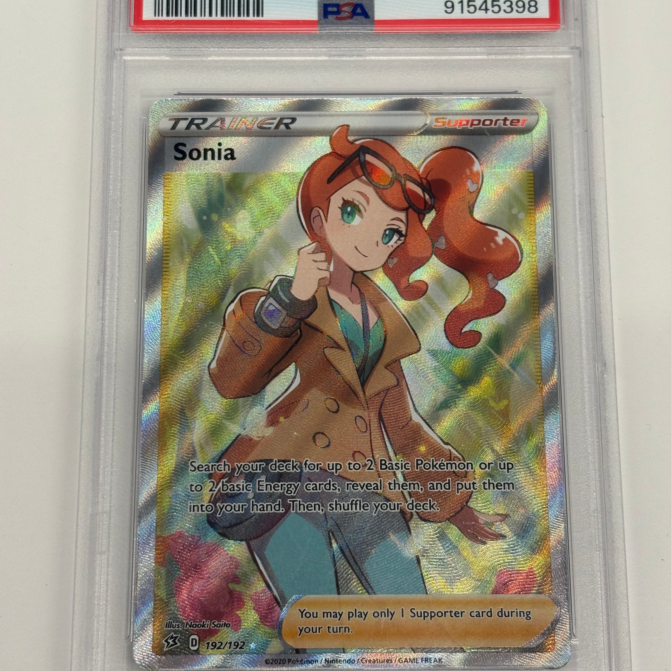 Pokémon TCG - PSA MINT 9 Rebel Clash Sonia 192/192 Full Art