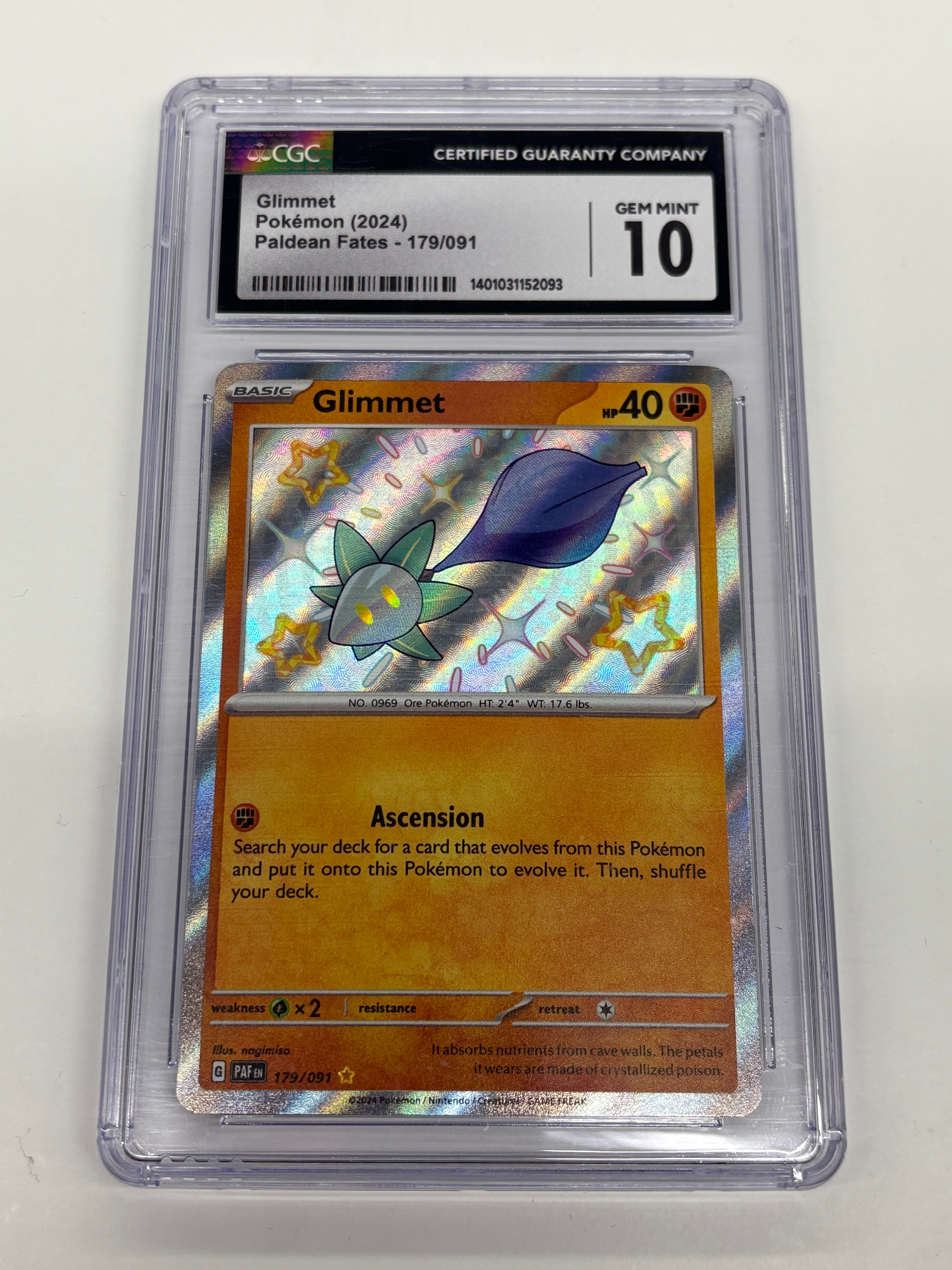 Pokémon TCG - CGC GEM MINT 10 Paldean Fates Glimmet 179/091