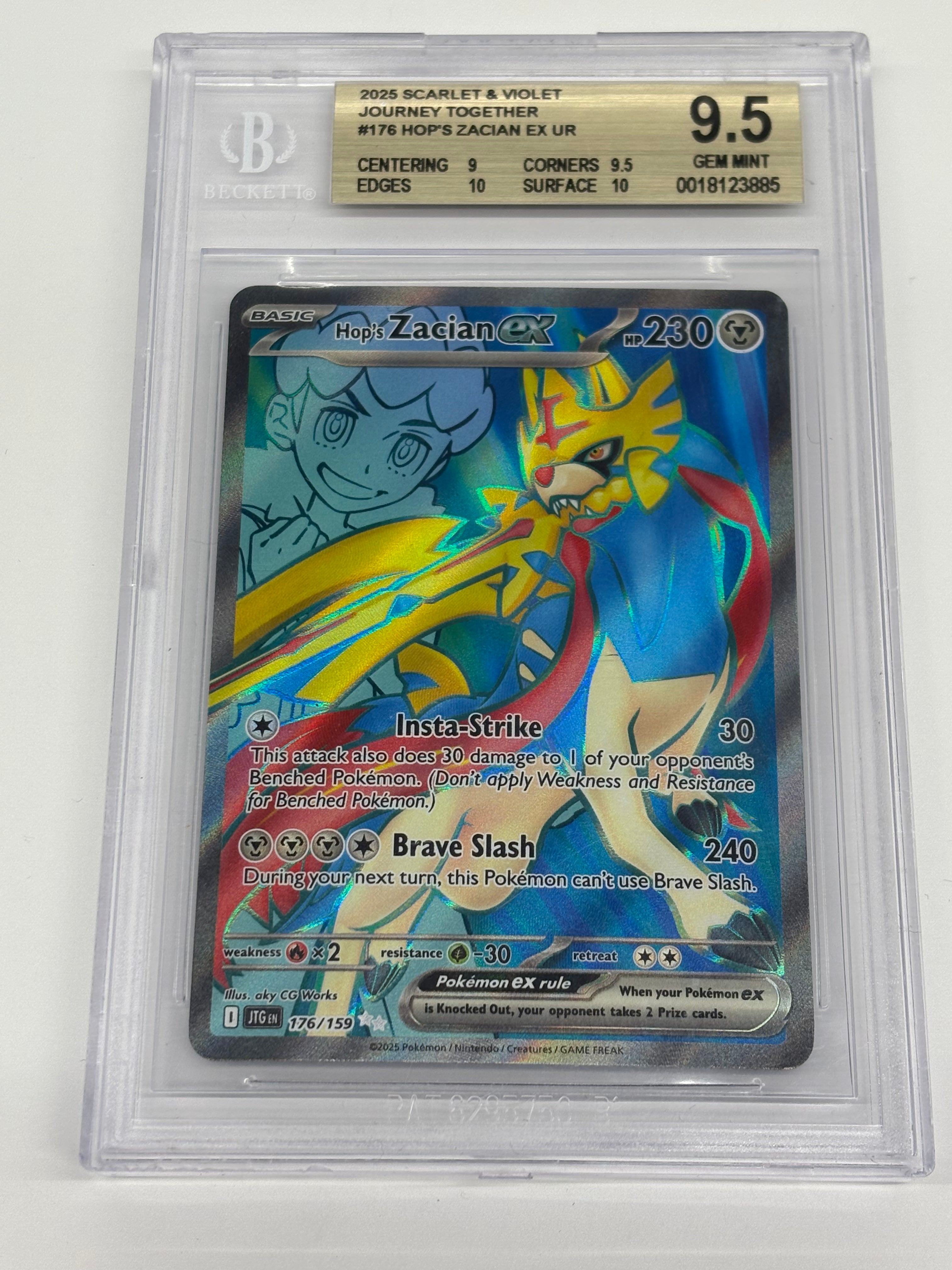 Pokémon TCG - Beckett GEM MINT 9.5 Journey Together Hop’s Zacian ex 176/159 Ultra Rare