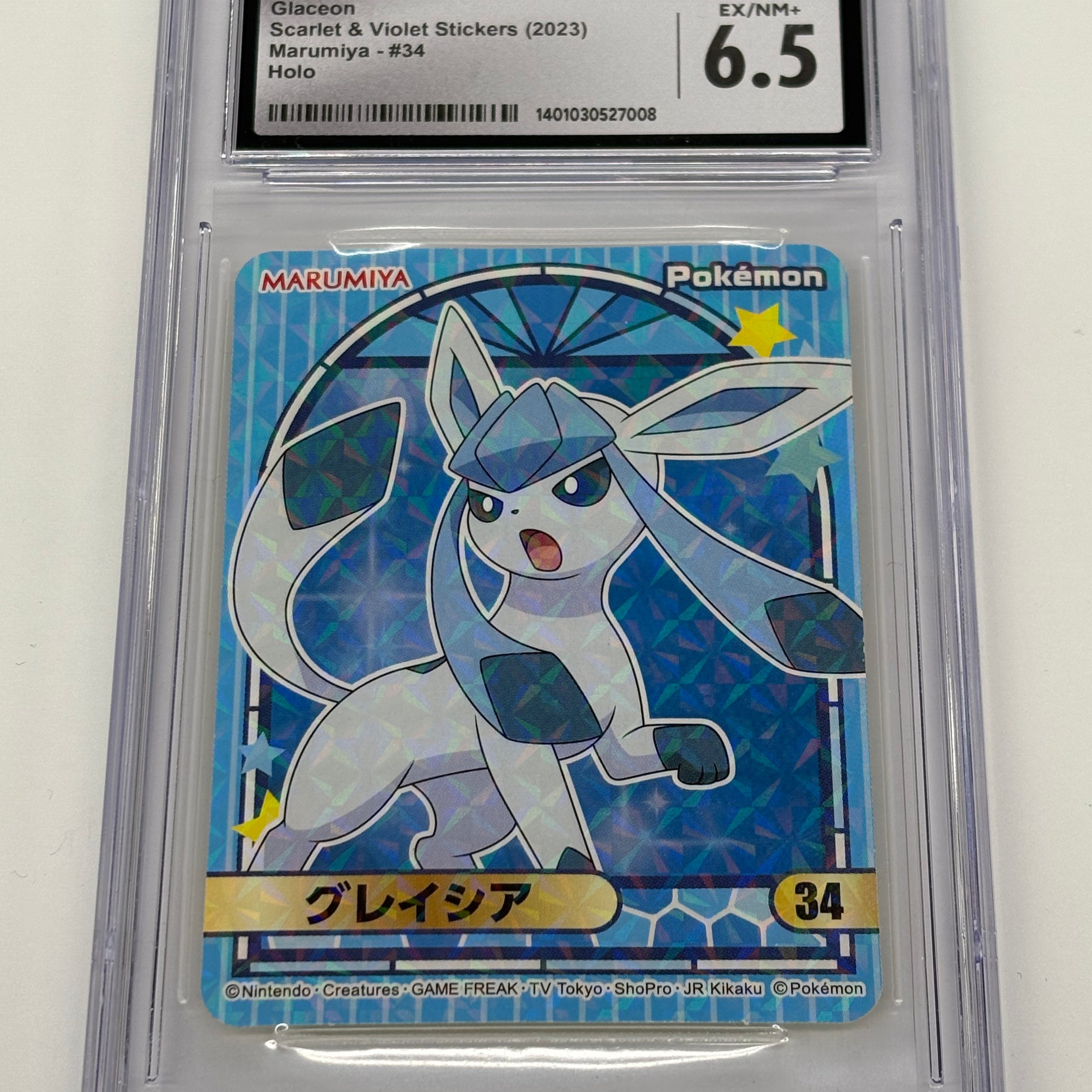 Pokémon TCG - PSA EX/NM+ 6.5 Marumiya Scarlet & Violet Stickers JP Glaceon #34