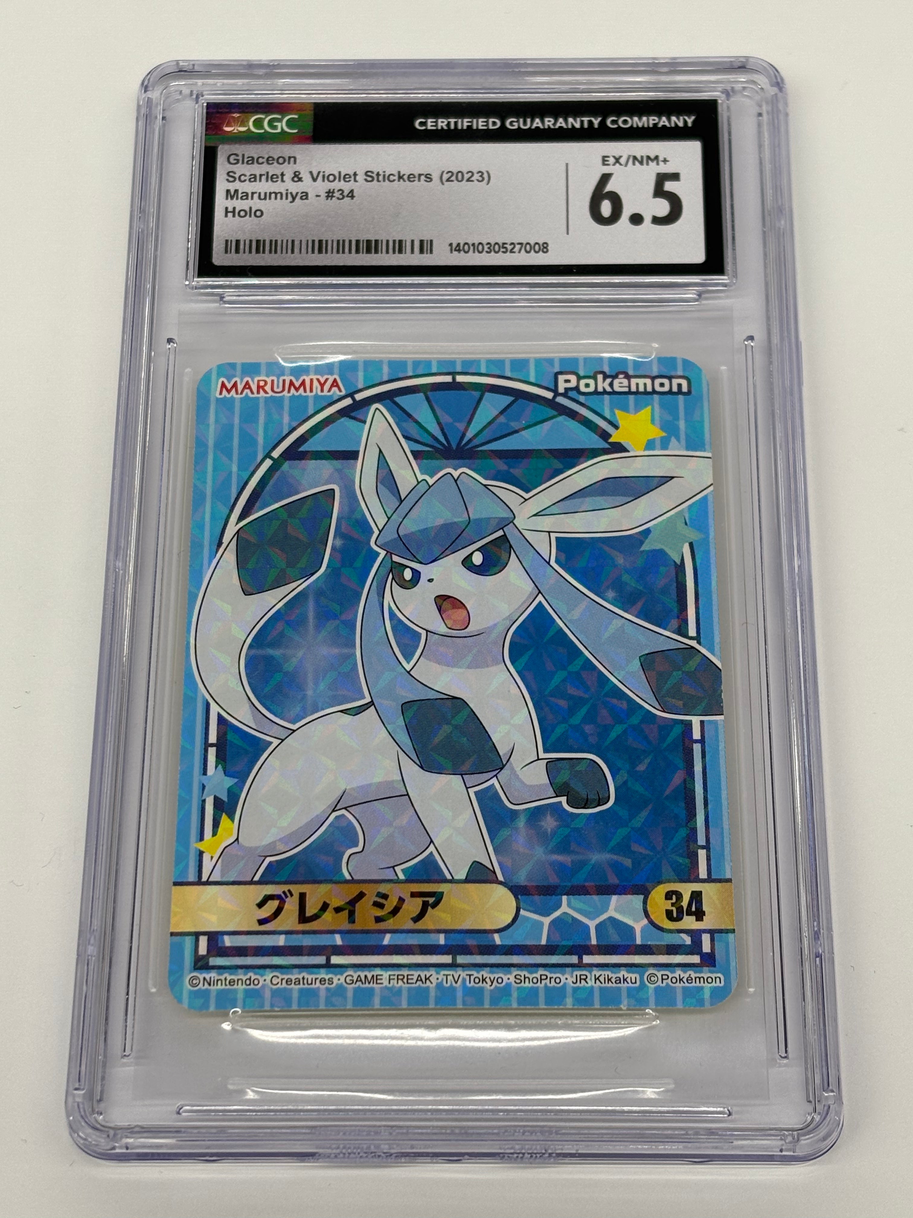 Pokémon TCG - PSA EX/NM+ 6.5 Marumiya Scarlet & Violet Stickers JP Glaceon #34