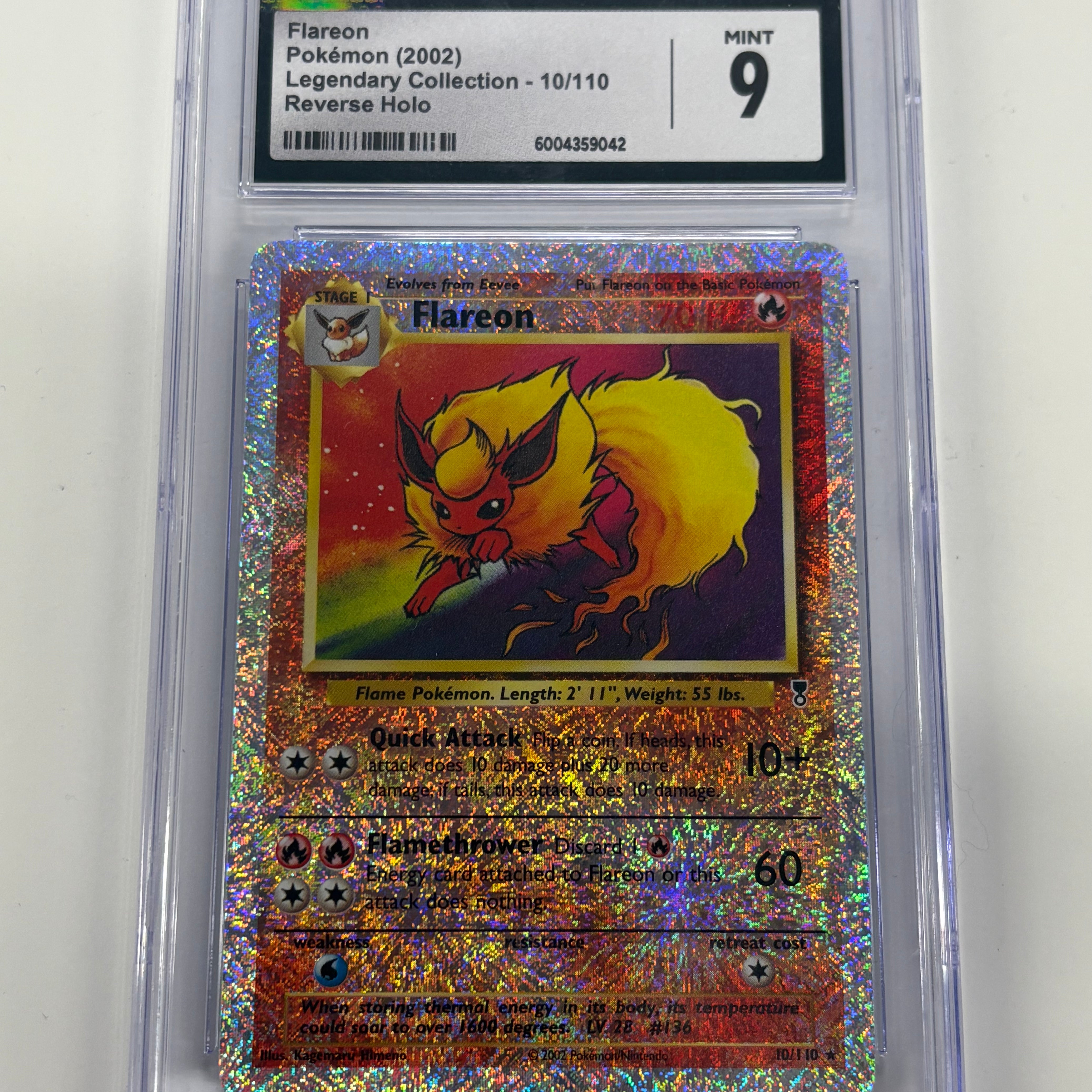 Pokémon TCG - CGC MINT 9 Legendary Collection Flareon 10/110 Reverse Holo