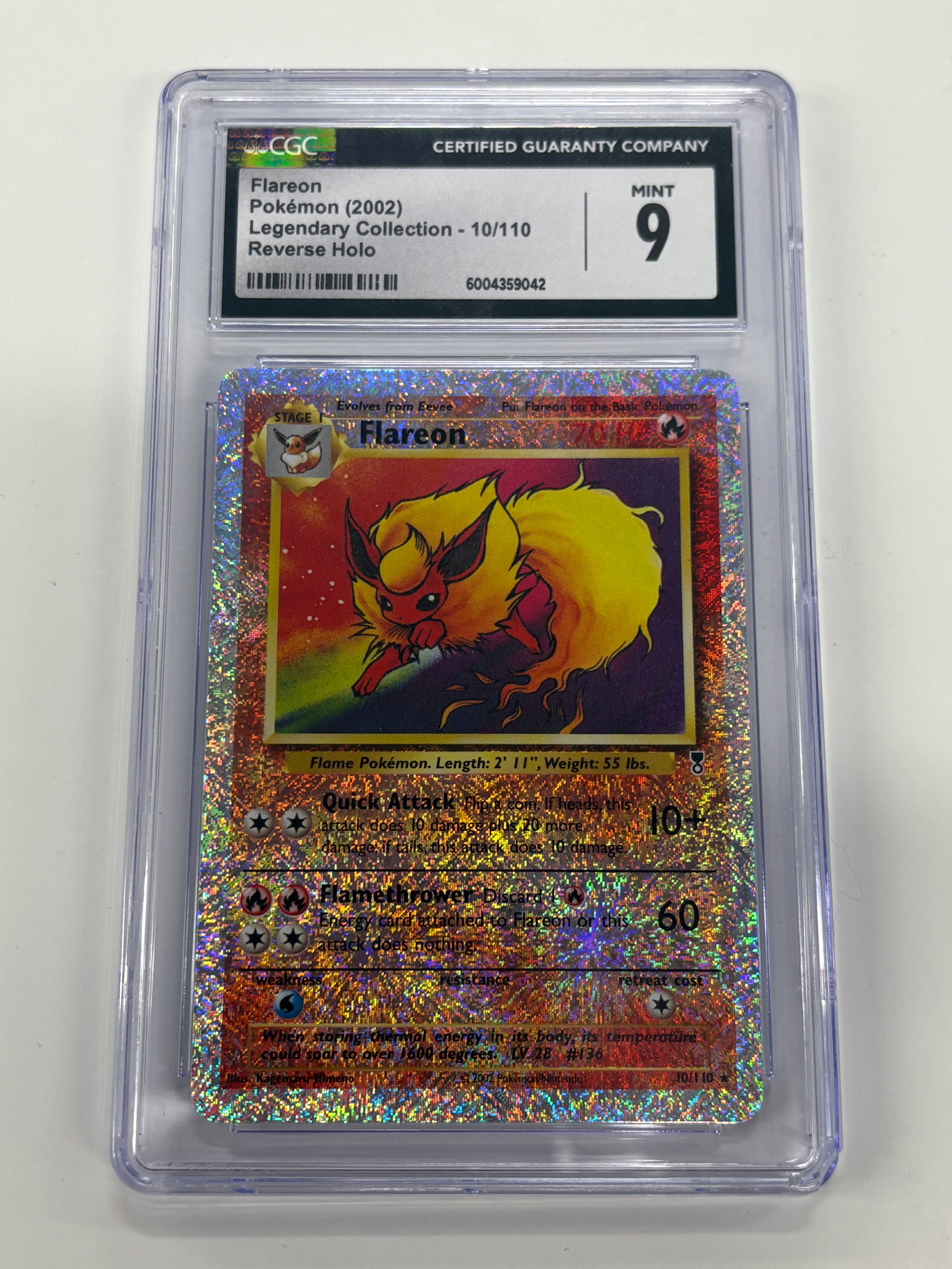 Pokémon TCG - CGC MINT 9 Legendary Collection Flareon 10/110 Reverse Holo