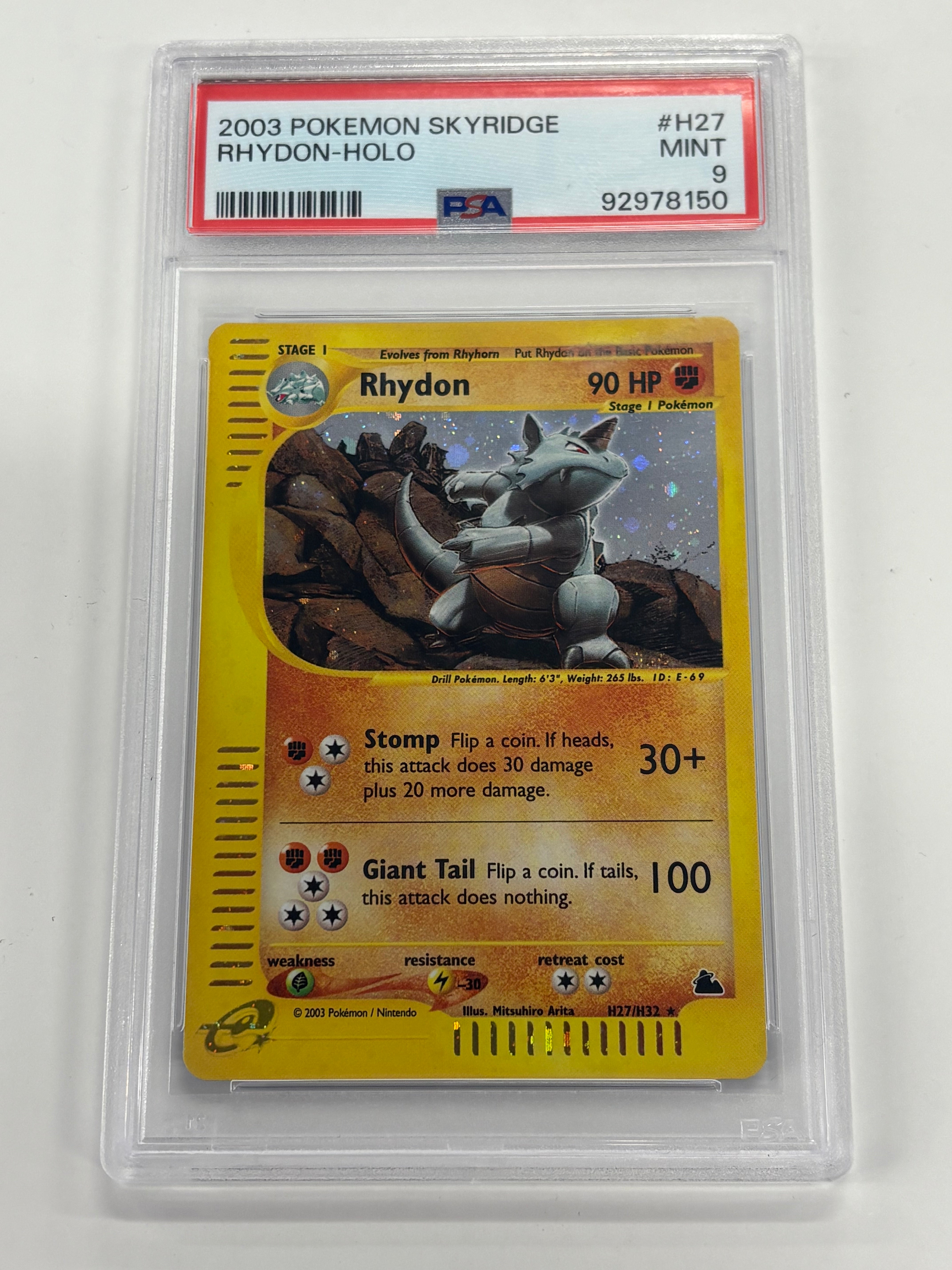 Pokémon TCG - PSA MINT 9 Skyridge Rhydon H27/H32 Holo