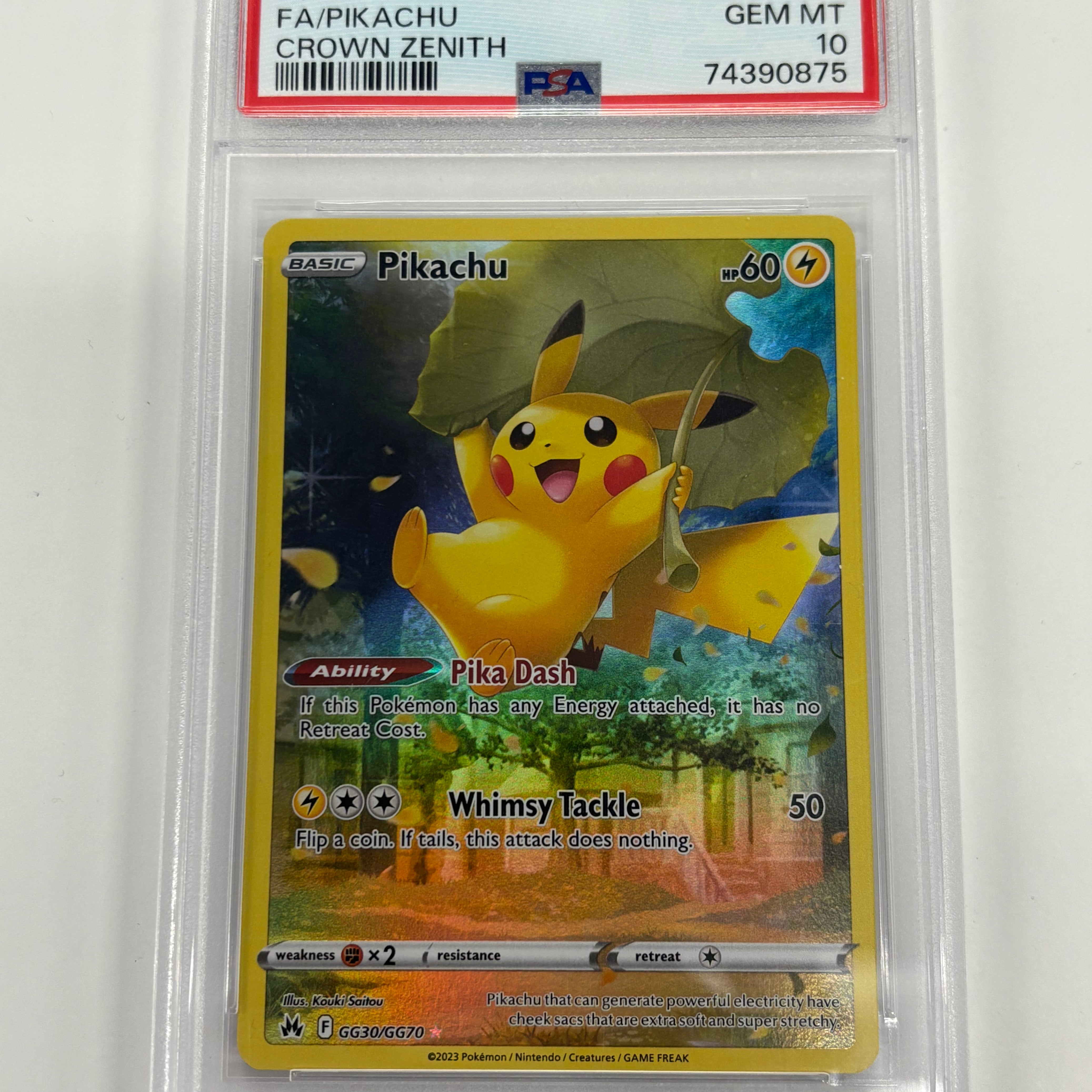 Pokémon TCG - PSA GEM MT 10 Crown Zenith Pikachu GG30/GG70 Full Art