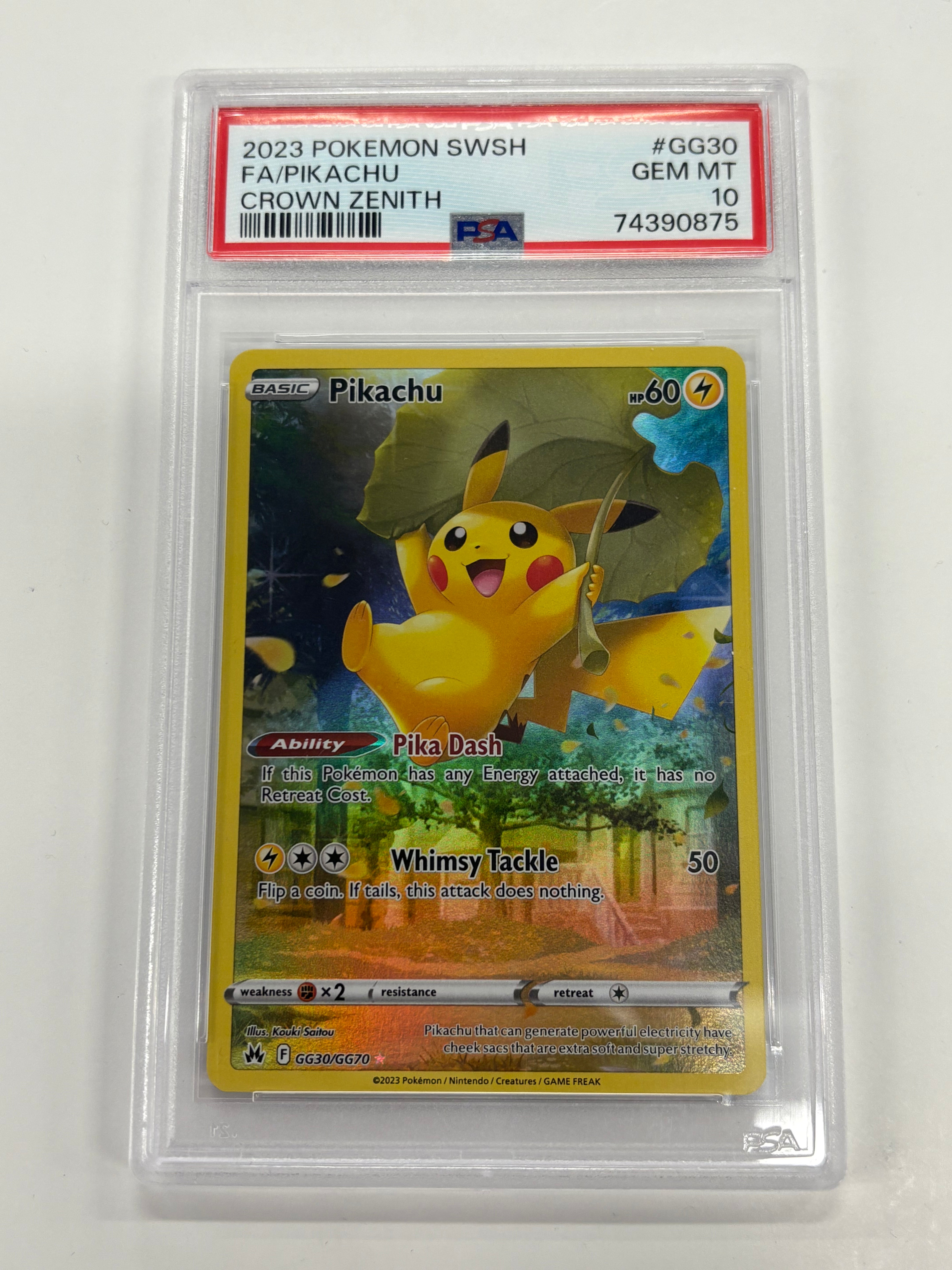 Pokémon TCG - PSA GEM MT 10 Crown Zenith Pikachu GG30/GG70 Full Art
