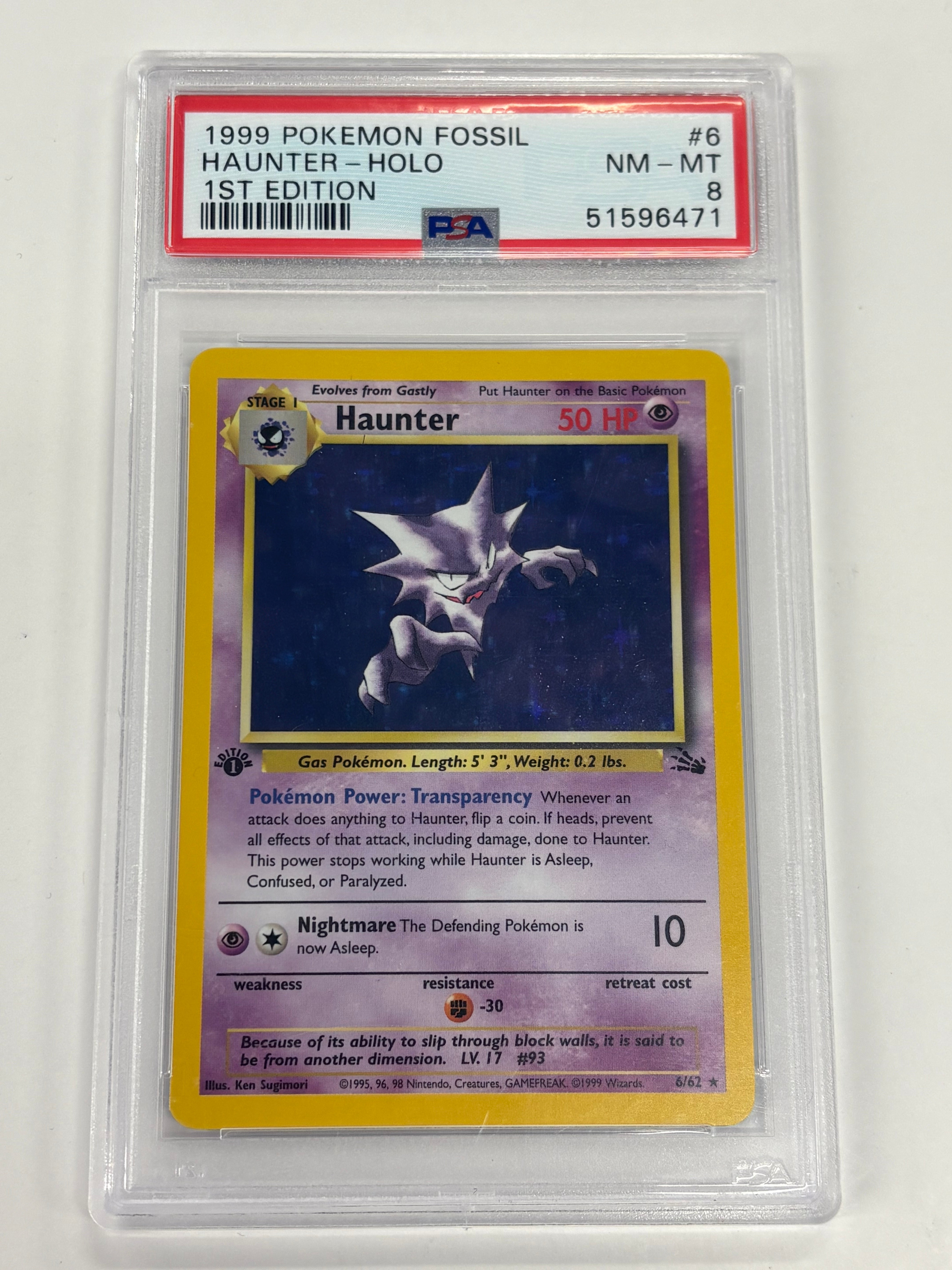 Pokémon TCG - PSA NM 8 Fossil 1st Edition Haunter 6/62 Holo