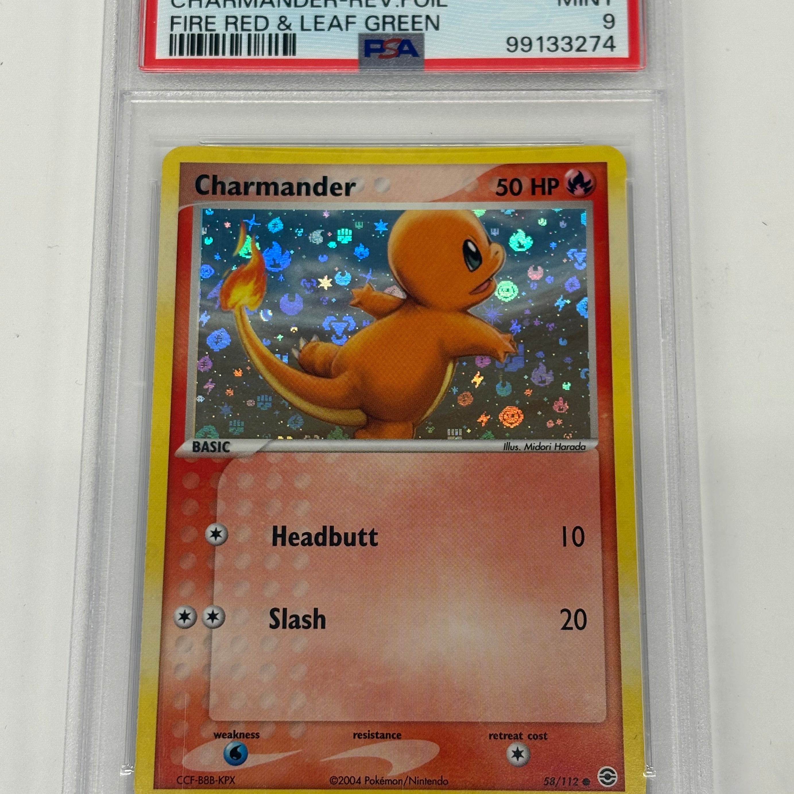 Pokémon TCG - PSA MINT 9 EX FireRed & LeafGreen Charmander 58/112 Reverse Foil