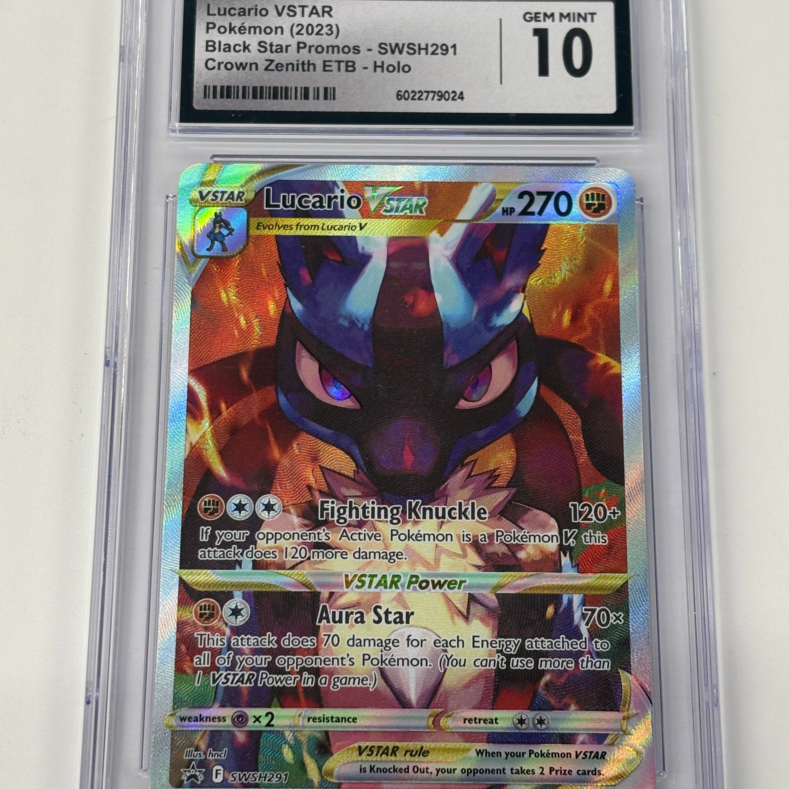 Pokémon TCG - CGC GEM MINT 10 Black Star Promo Crown Zenith Lucario VStar SWSH291 Holo