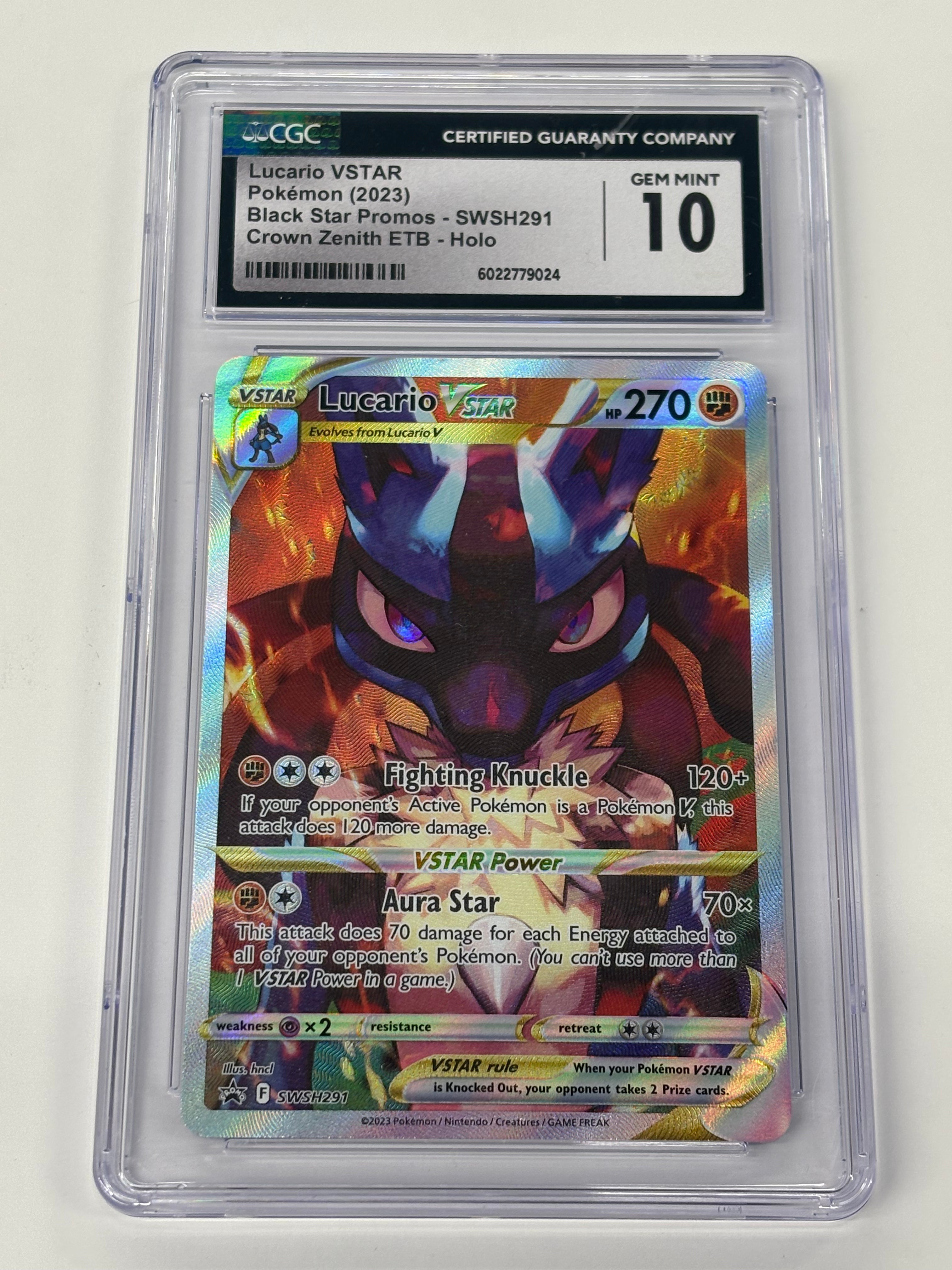 Pokémon TCG - CGC GEM MINT 10 Black Star Promo Crown Zenith Lucario VStar SWSH291 Holo