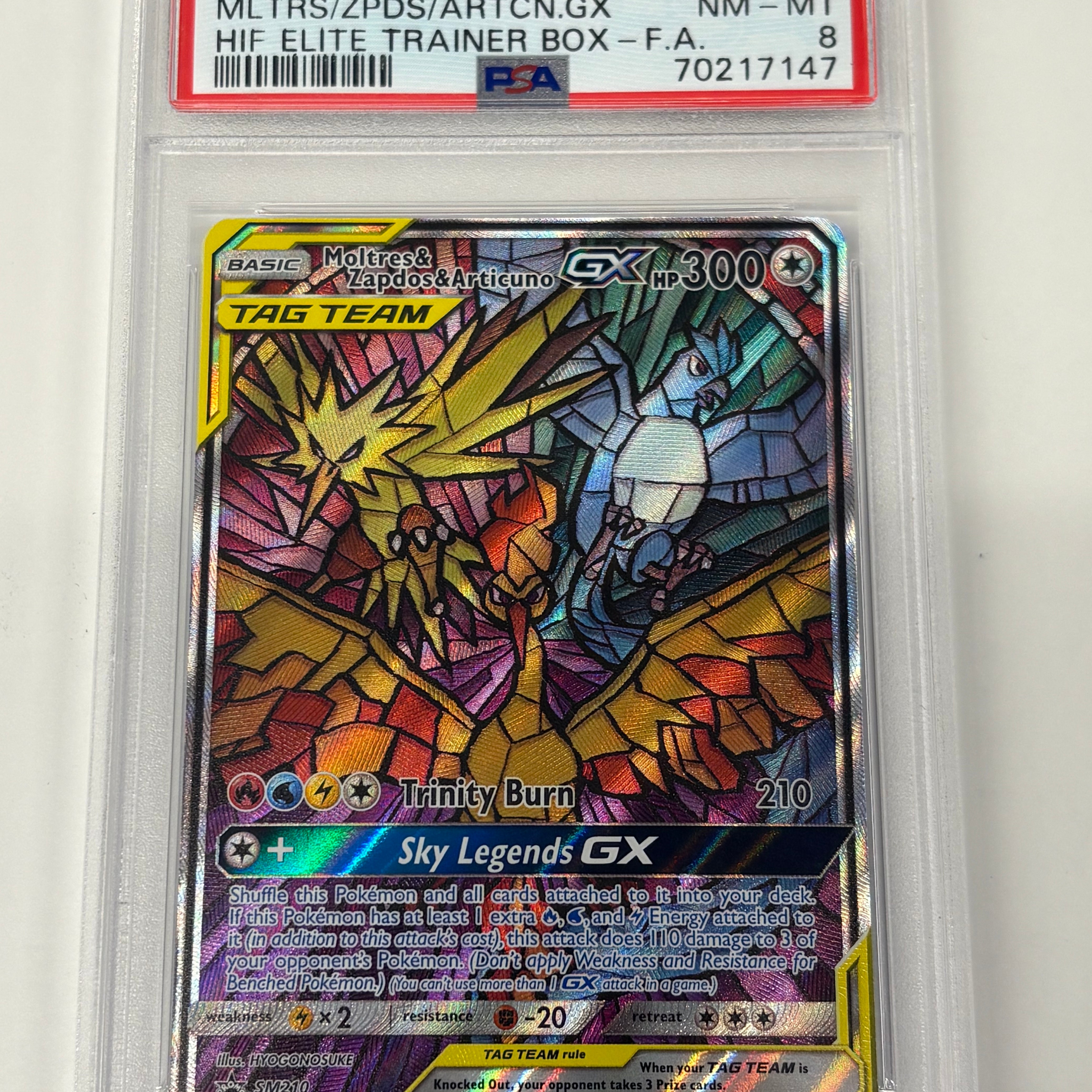 Pokémon TCG - PSA NM-MT 8 Black Star Promo Hidden Fates Elite Trainer Box Moltres & Zapdos & Moltres GX SM210 Full Art