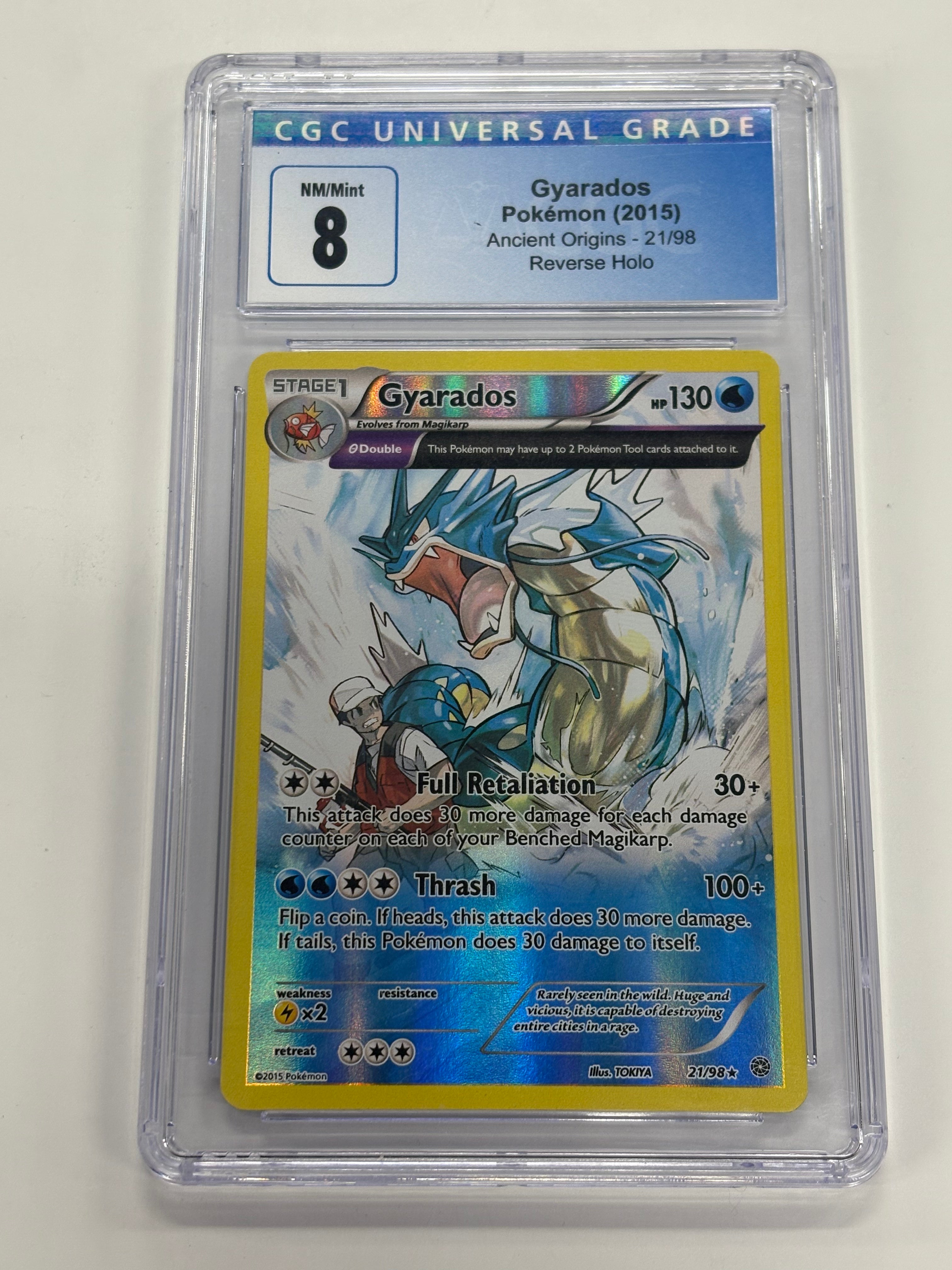 Pokémon TCG - CGC NM/Mint 8 Ancient Origins Gyarados 21/98 Reverse Holo