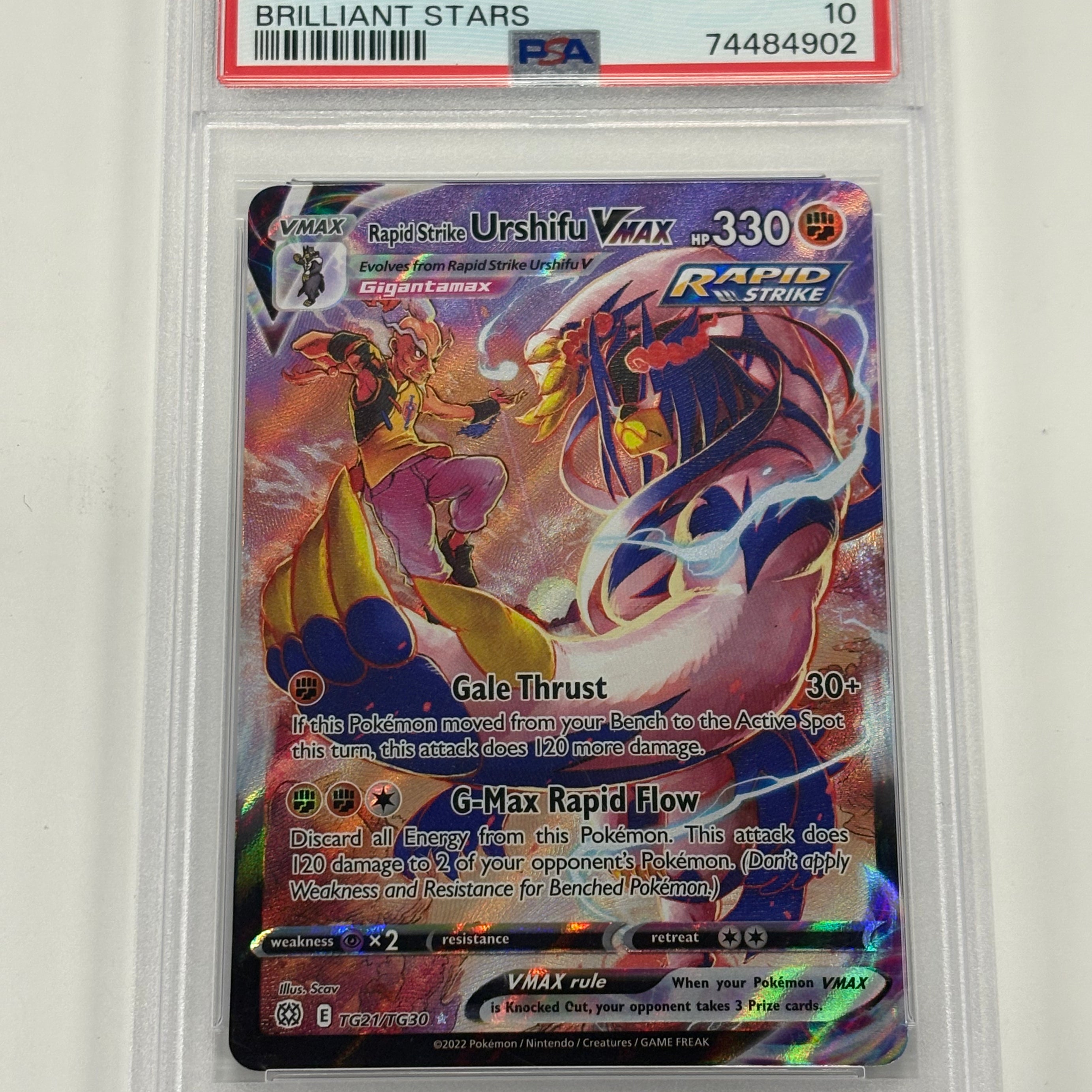Pokémon TCG - PSA GEM MT 10 Brilliant Stars Rapid Strike Urshifu VMAX TG21/TG30 Full Art