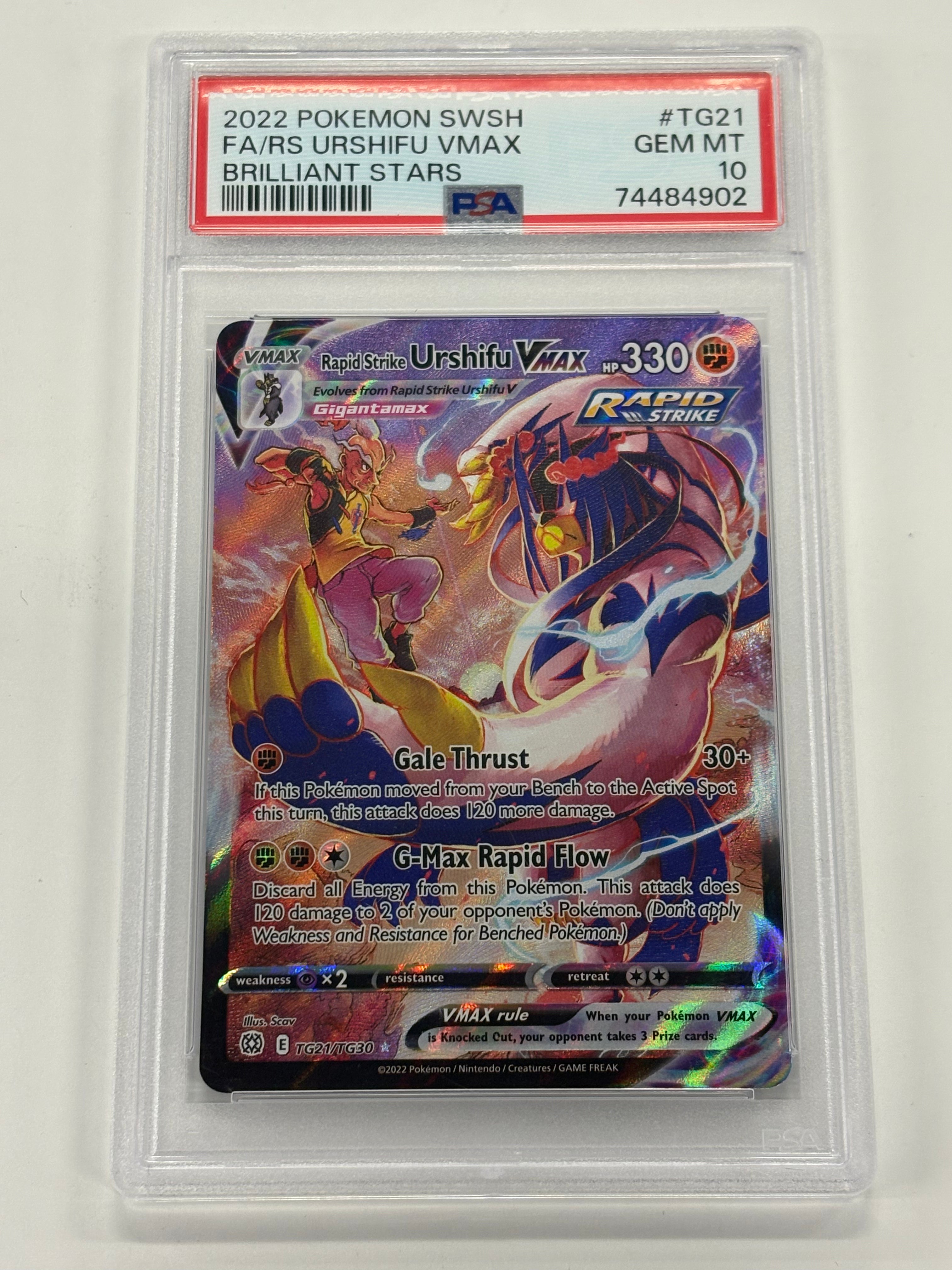 Pokémon TCG - PSA GEM MT 10 Brilliant Stars Rapid Strike Urshifu VMAX TG21/TG30 Full Art