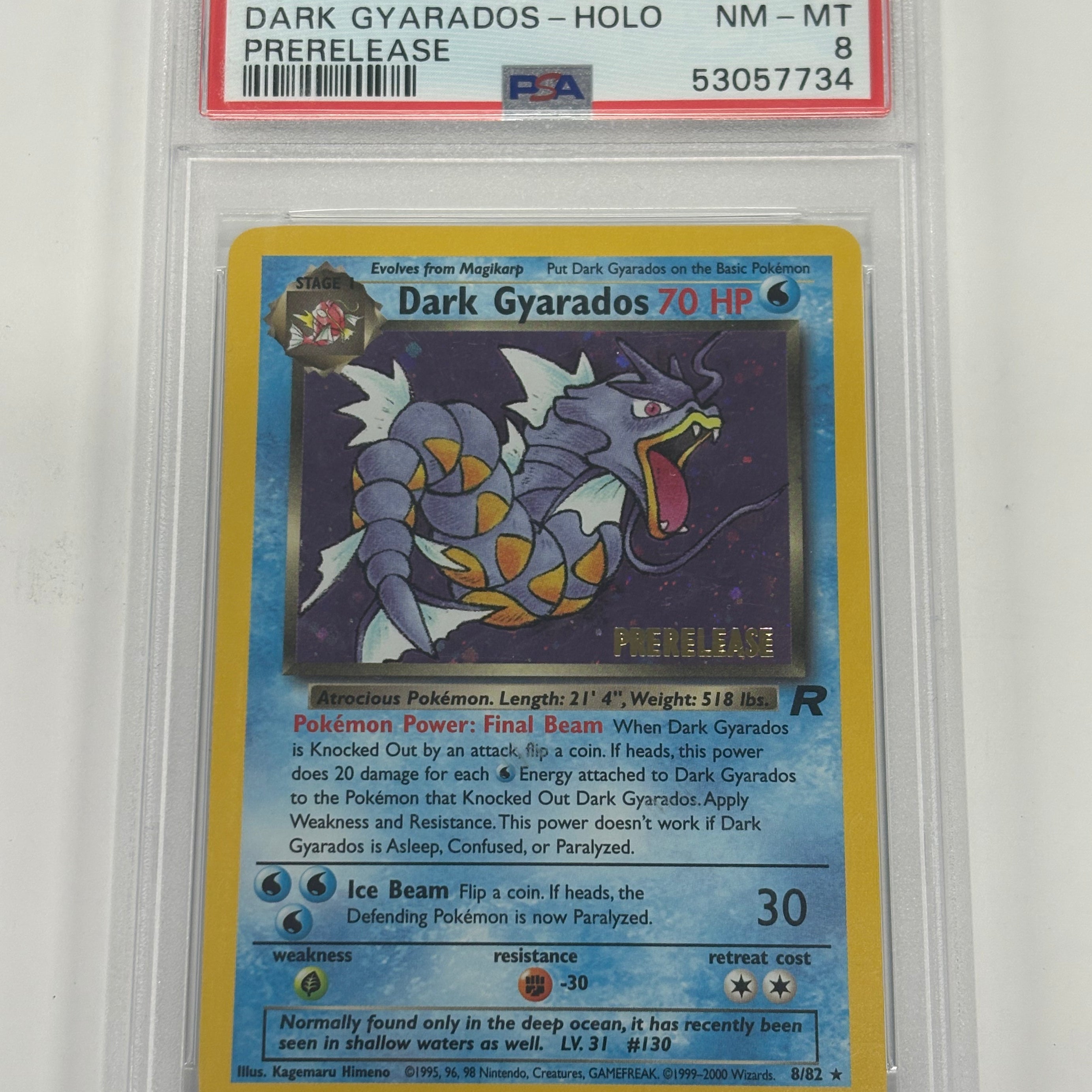 Pokémon TCG - PSA NM-MT 8 Team Rocket Prerelease Dark Gyarados 8/82 Holo Stamped