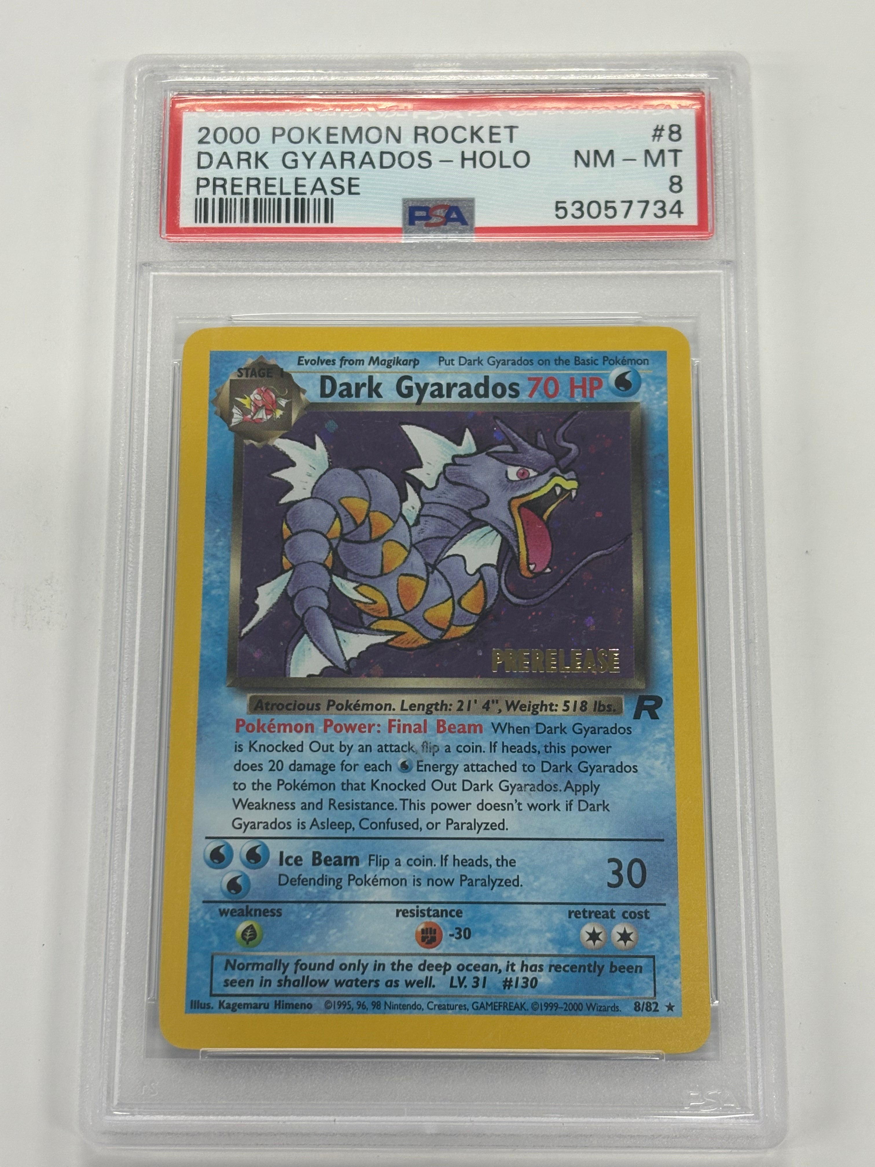 Pokémon TCG - PSA NM-MT 8 Team Rocket Prerelease Dark Gyarados 8/82 Holo Stamped