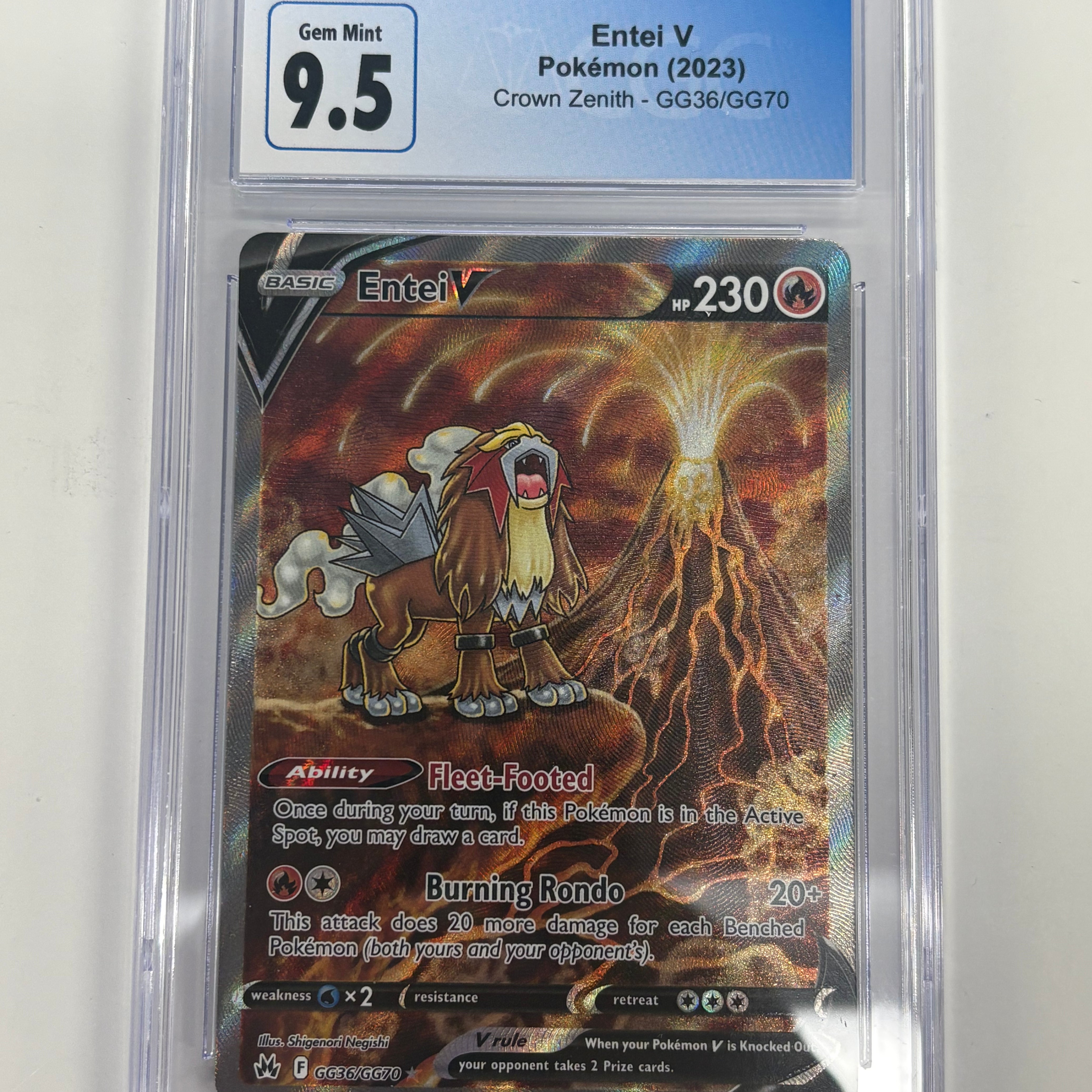 Pokémon TCG - CGC Gem Mint 9.5 Crown Zenith Entei V GG36/GG70