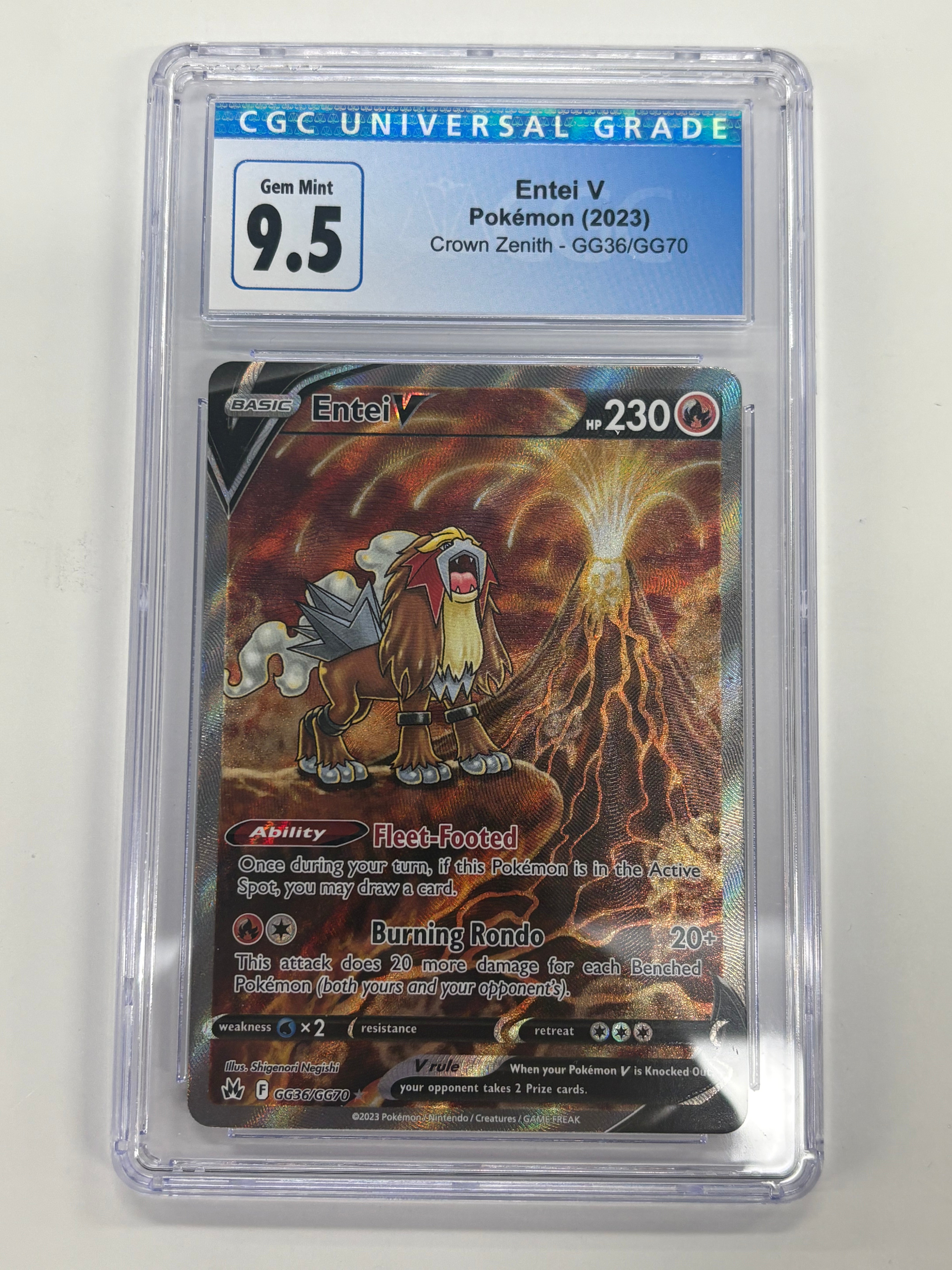 Pokémon TCG - CGC Gem Mint 9.5 Crown Zenith Entei V GG36/GG70
