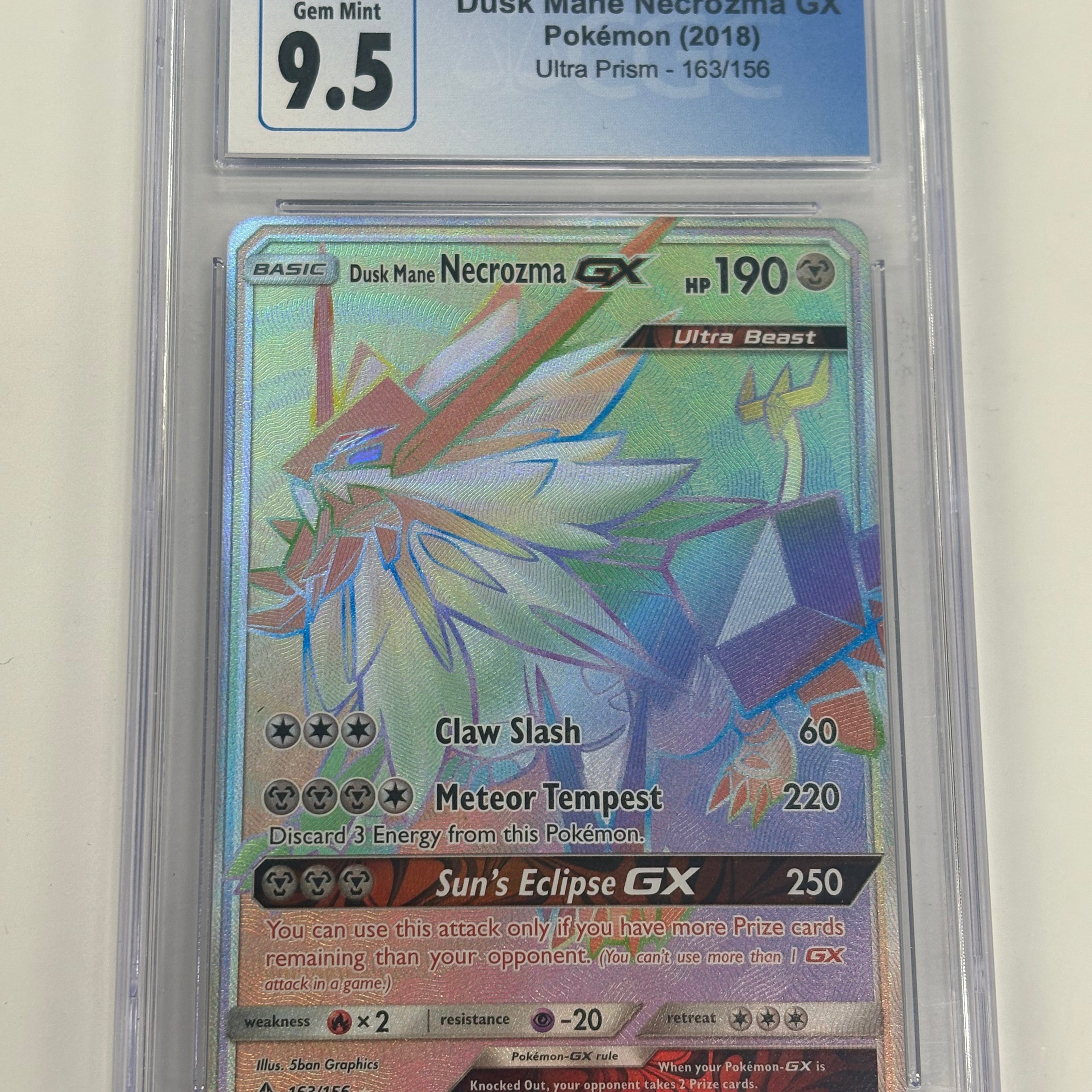 Pokémon TCG - CGC Gem Mint 9.5 Ultra Prism Dusk Mane Necrozma GX 163/156 Rainbow Rare