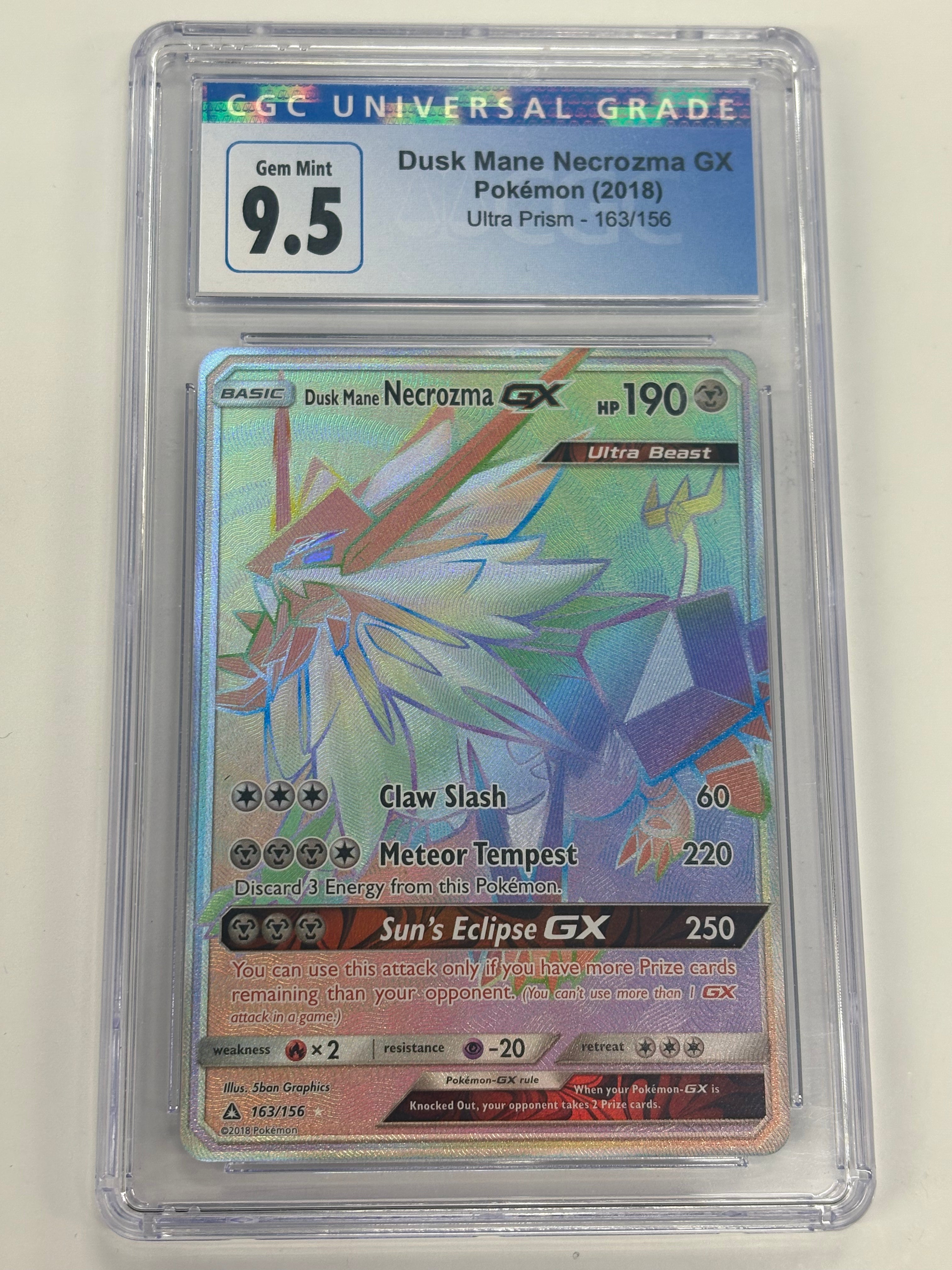 Pokémon TCG - CGC Gem Mint 9.5 Ultra Prism Dusk Mane Necrozma GX 163/156 Rainbow Rare