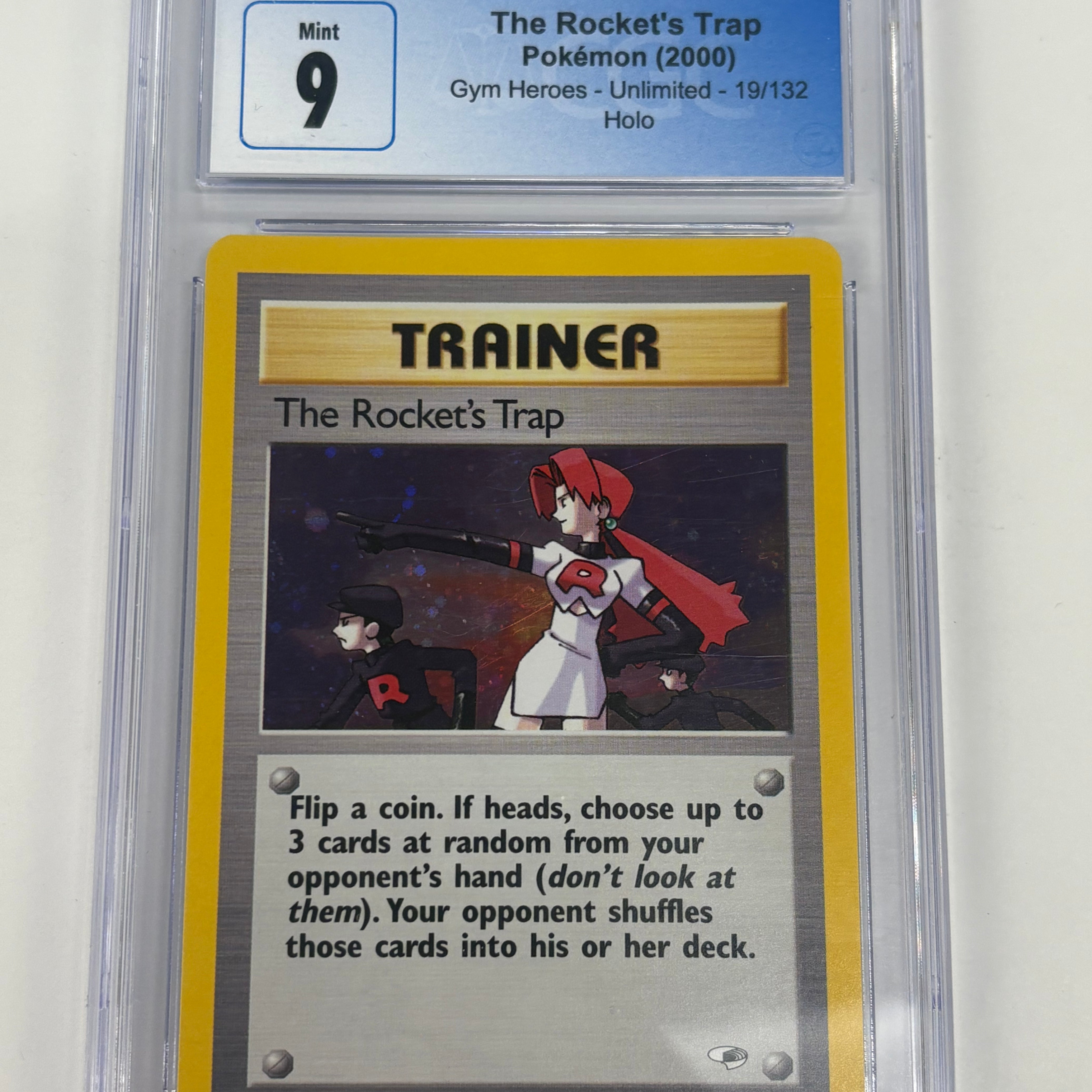 Pokémon TCG - CGC Mint 9 Gym Heroes Unlimited The Rocket’s Trap 19/132 Holo