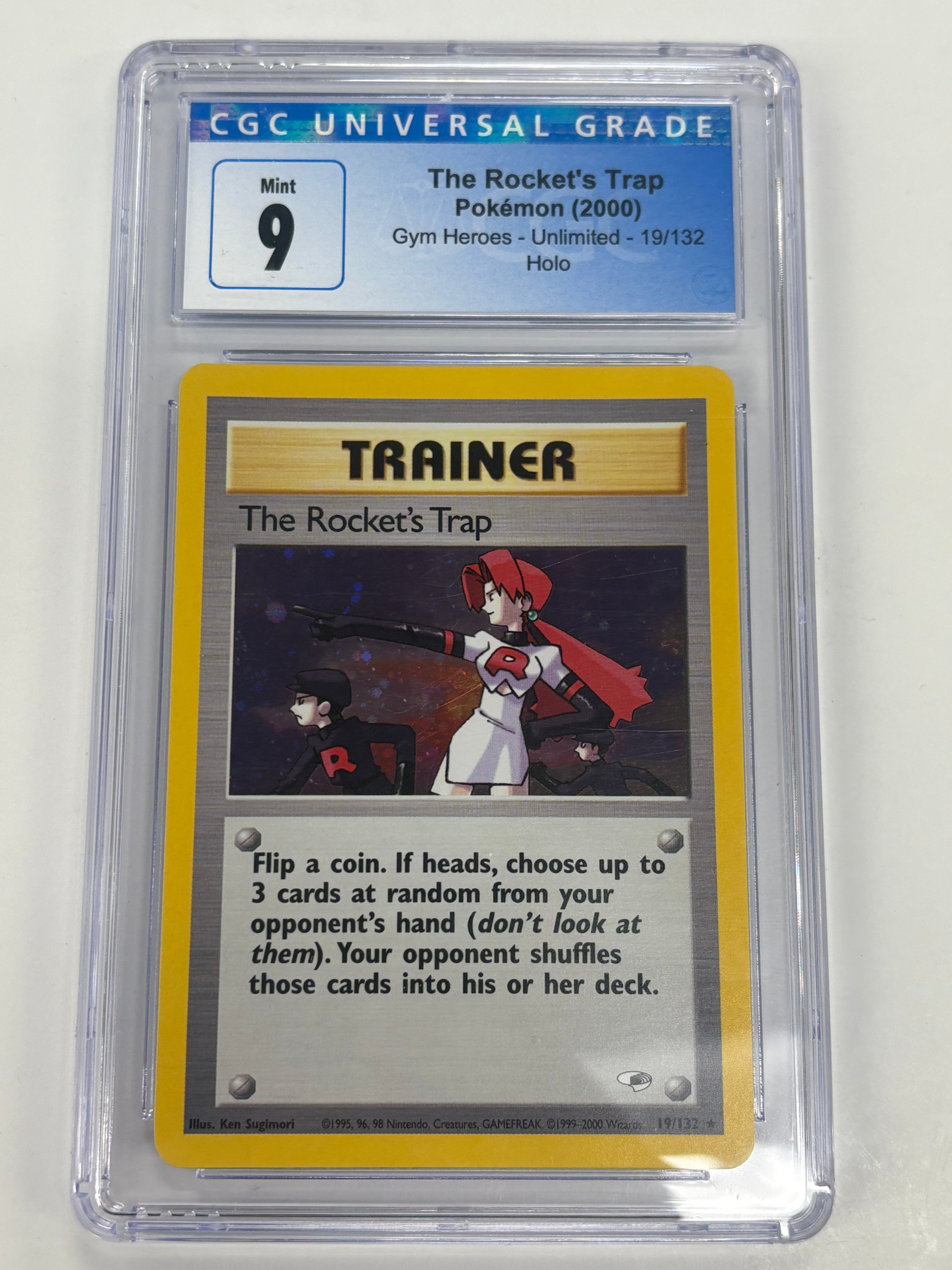 Pokémon TCG - CGC Mint 9 Gym Heroes Unlimited The Rocket’s Trap 19/132 Holo